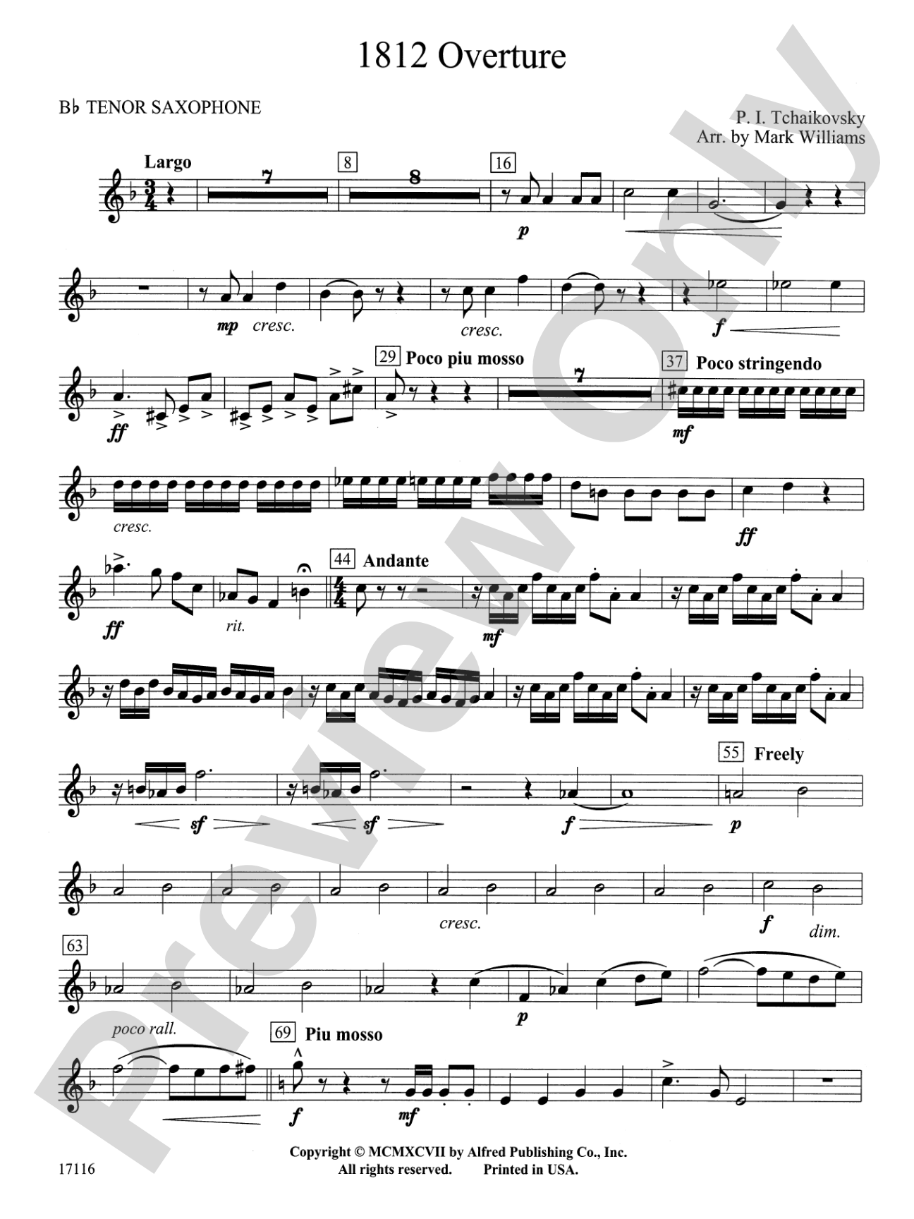1812 Overture: B-flat Tenor Saxophone