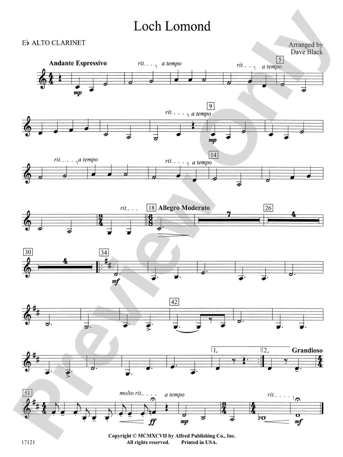 Loch Lomond: E-flat Alto Clarinet
