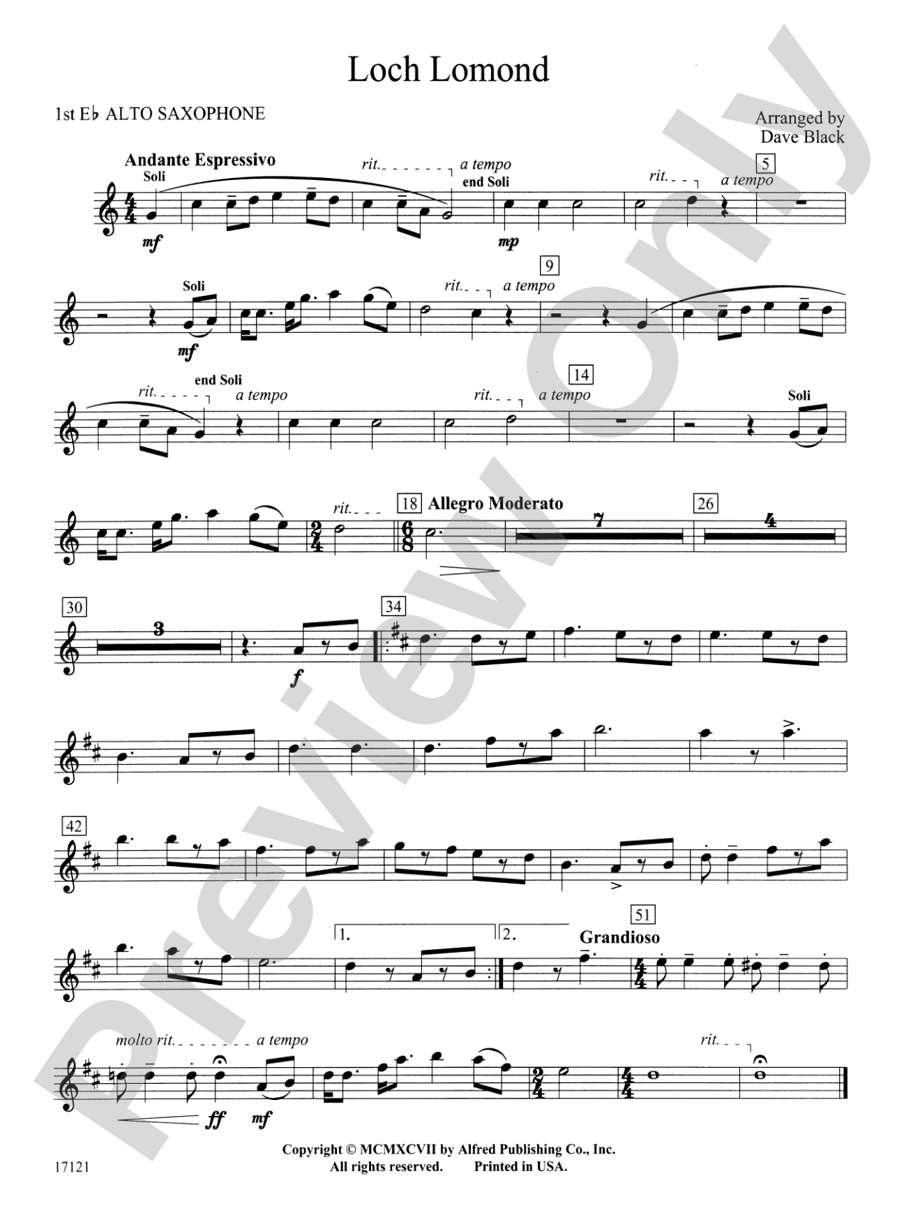 Loch Lomond: E-flat Alto Saxophone
