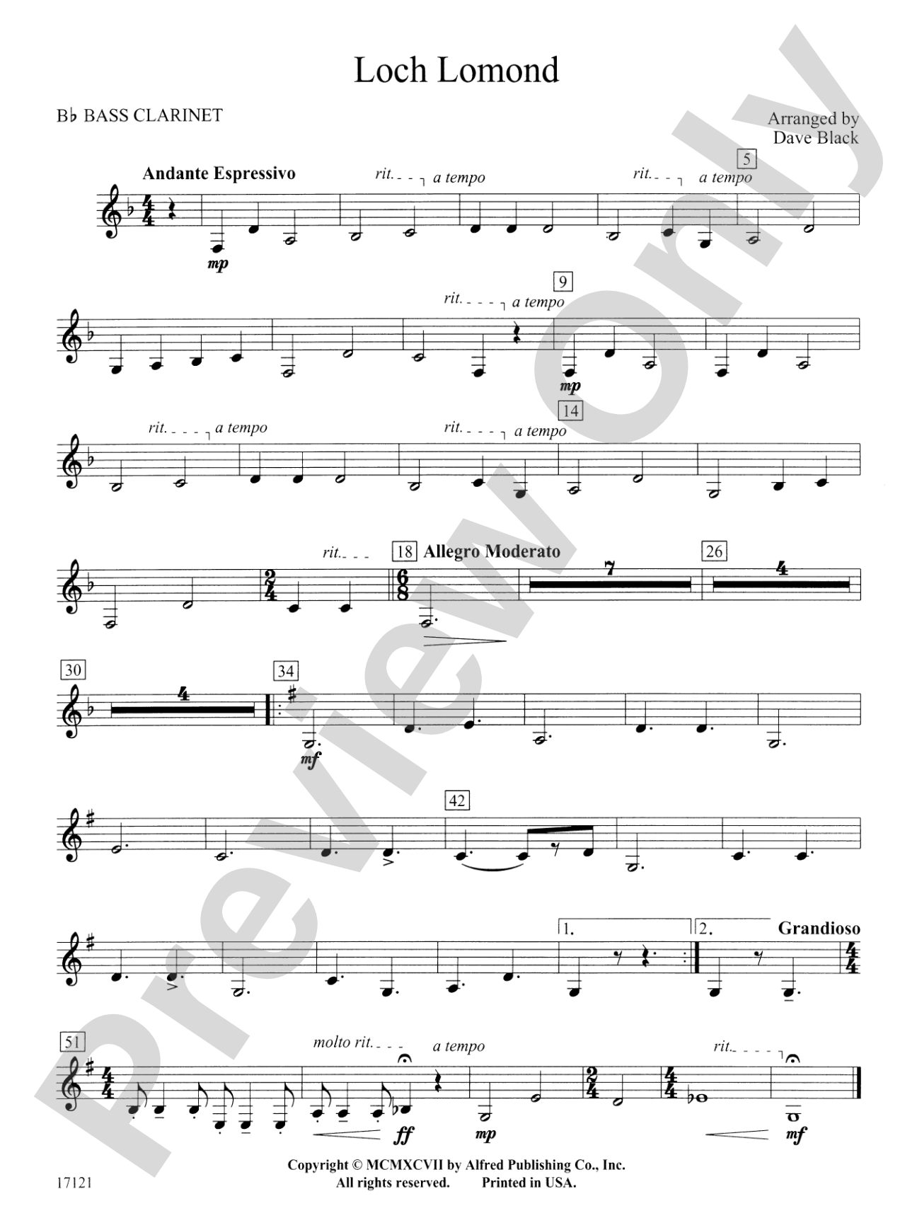Loch Lomond: B-flat Bass Clarinet