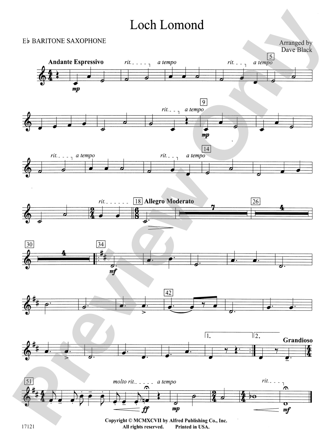 Loch Lomond: E-flat Baritone Saxophone