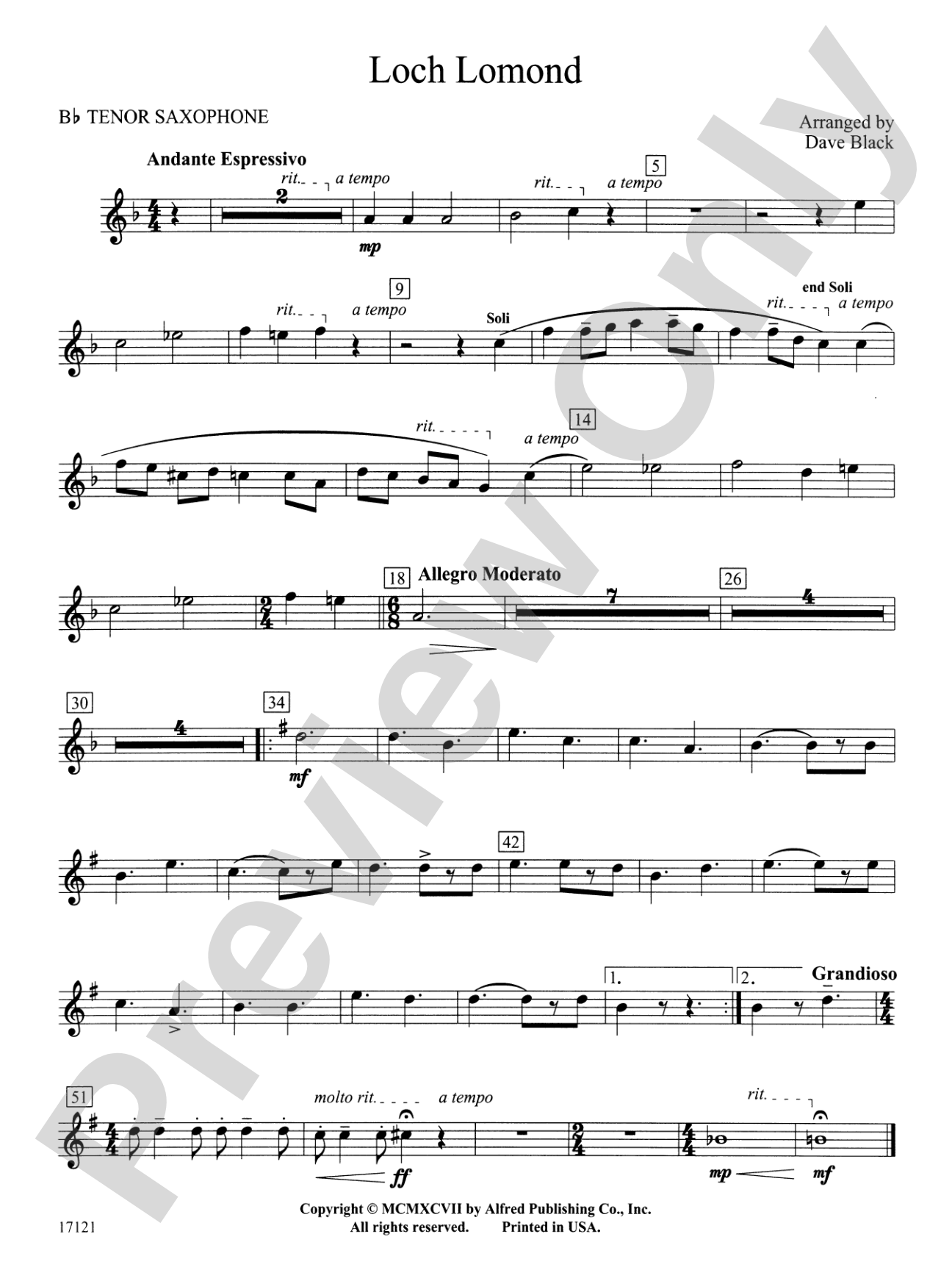 Loch Lomond: B-flat Tenor Saxophone