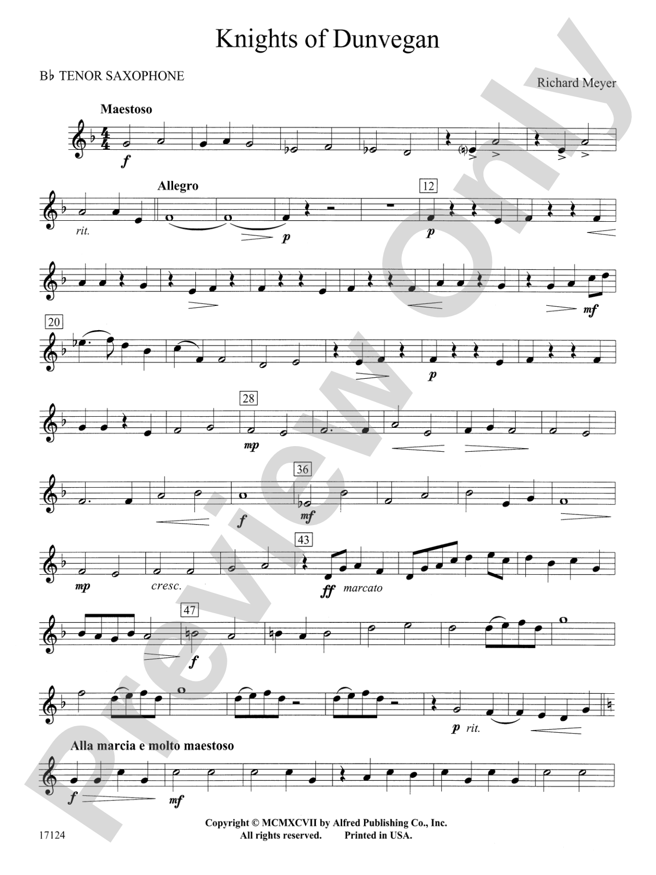 Knights of Dunvegan: B-flat Tenor Saxophone