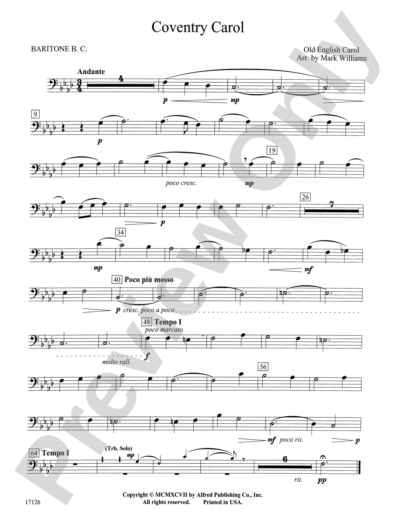 Coventry Carol: Baritone B.C.