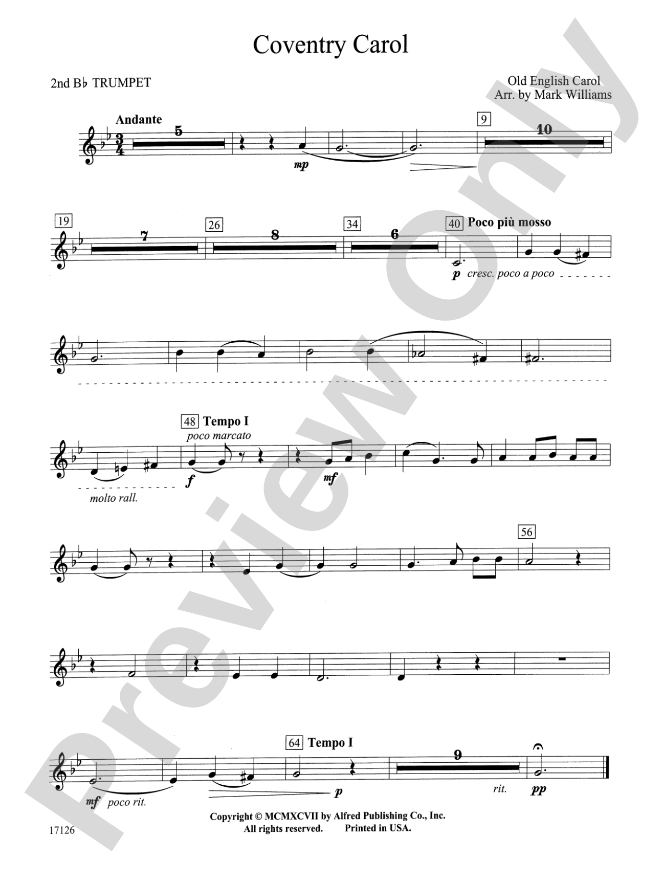 Coventry Carol: 2nd B-flat Trumpet