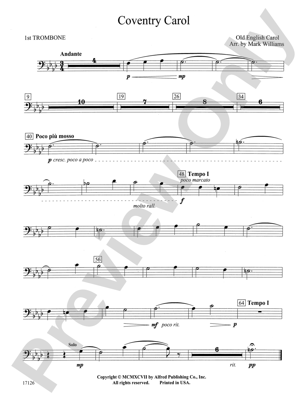 Coventry Carol: 1st Trombone
