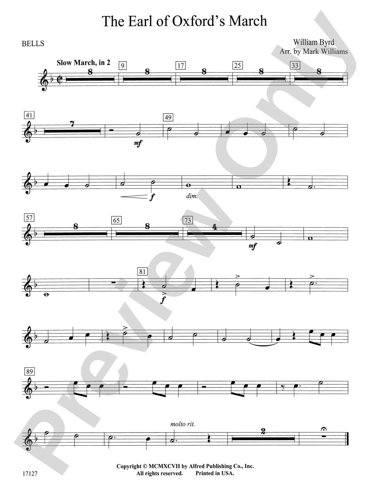 Earl of Oxford's March: Bells