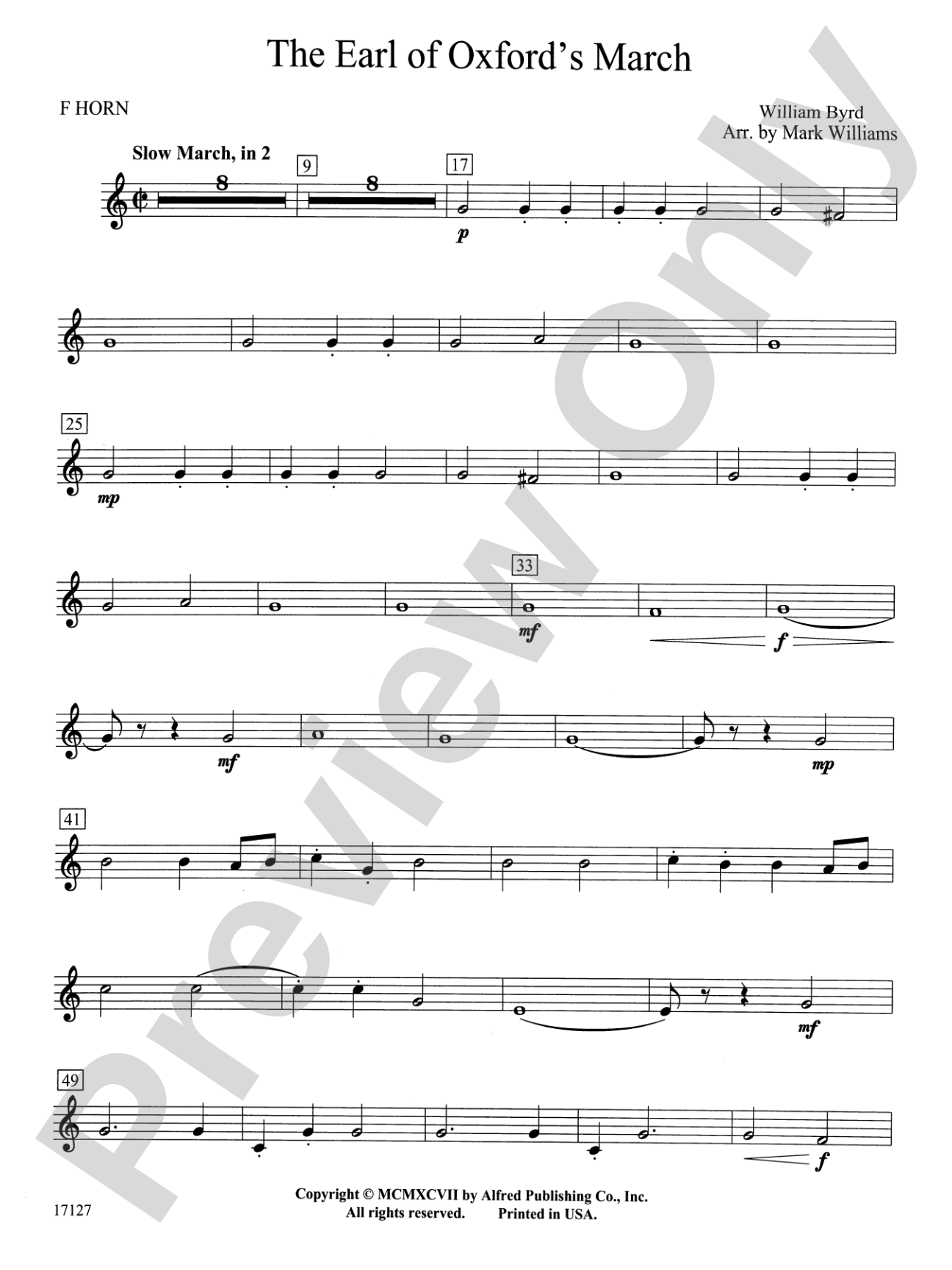 Earl of Oxford's March: 1st F Horn