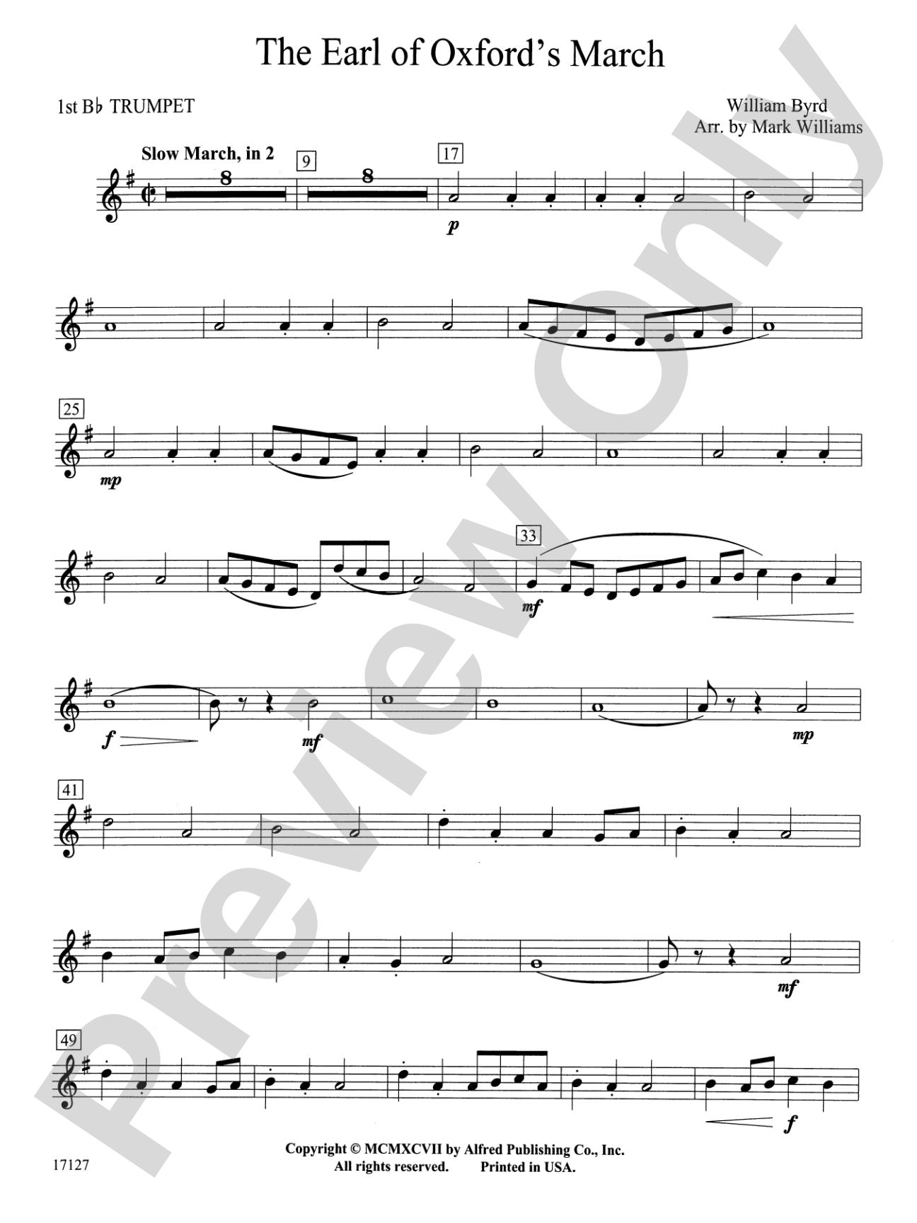 Earl of Oxford's March: 1st B-flat Trumpet