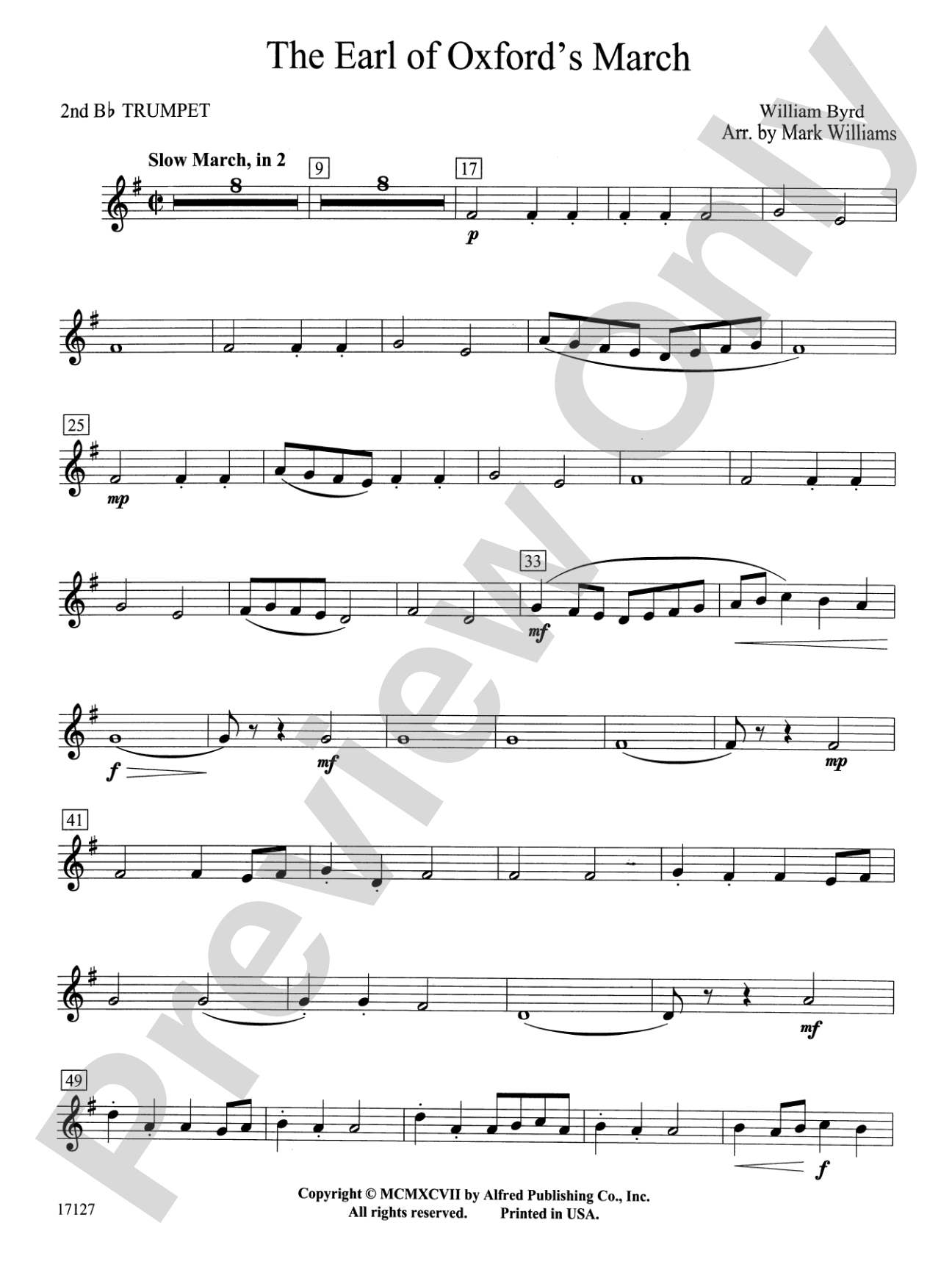 Earl of Oxford's March: 2nd B-flat Trumpet