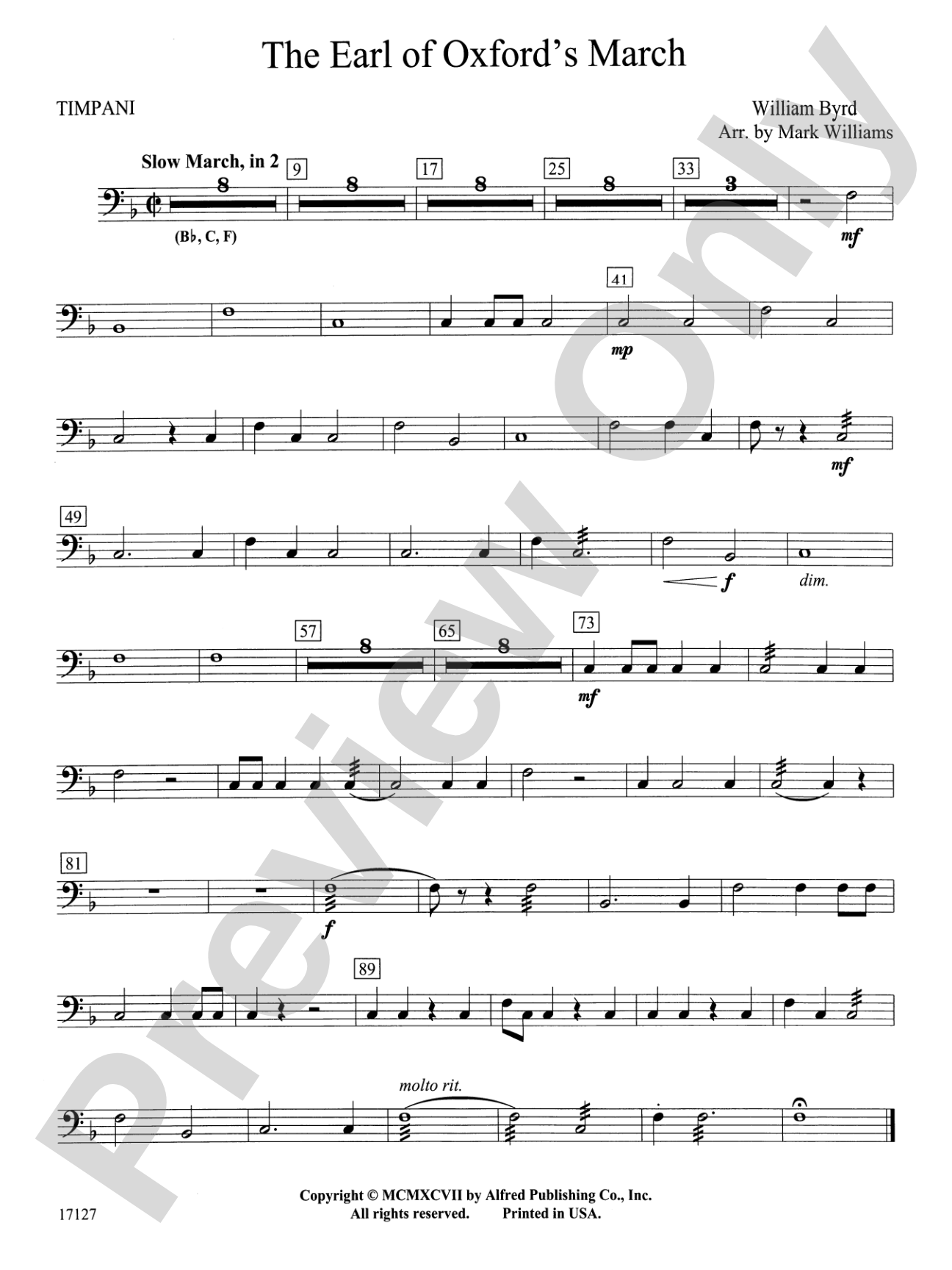 Earl of Oxford's March: Timpani