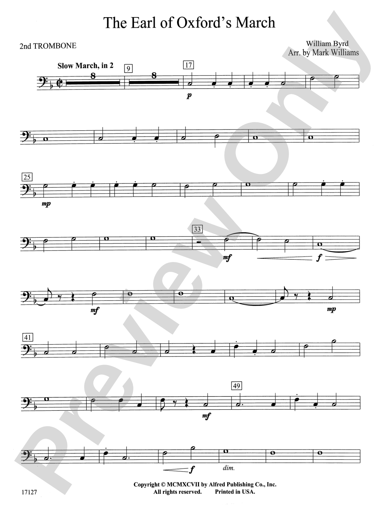 Earl of Oxford's March: 2nd Trombone