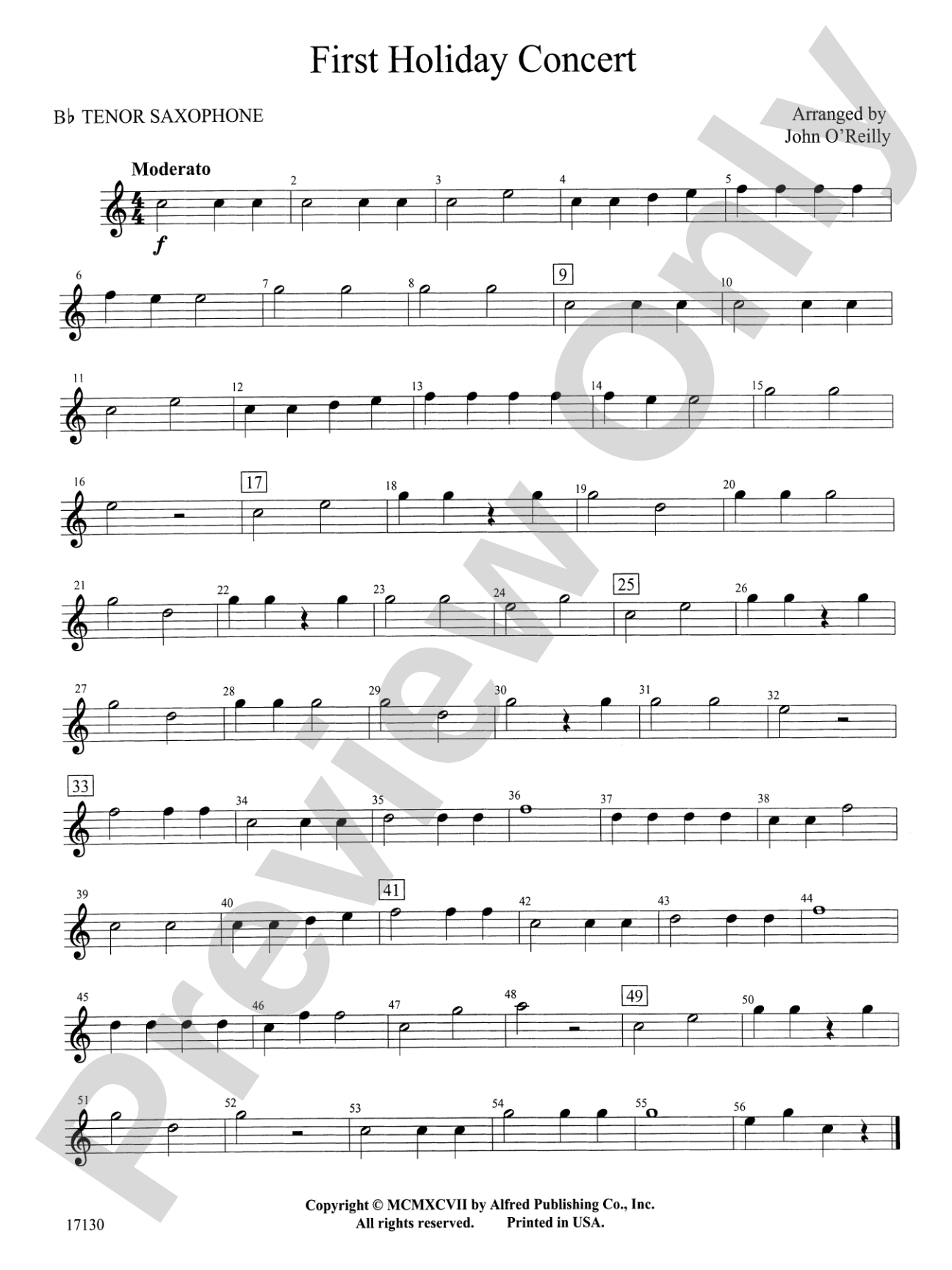 First Holiday Concert: B-flat Tenor Saxophone
