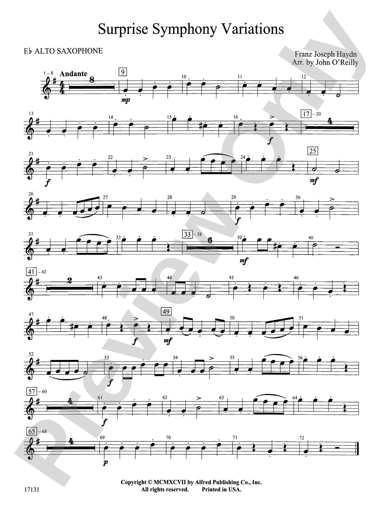 Surprise Symphony Variations: E-flat Alto Saxophone