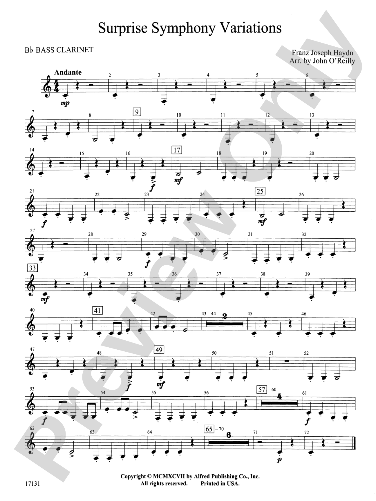 Surprise Symphony Variations: B-flat Bass Clarinet