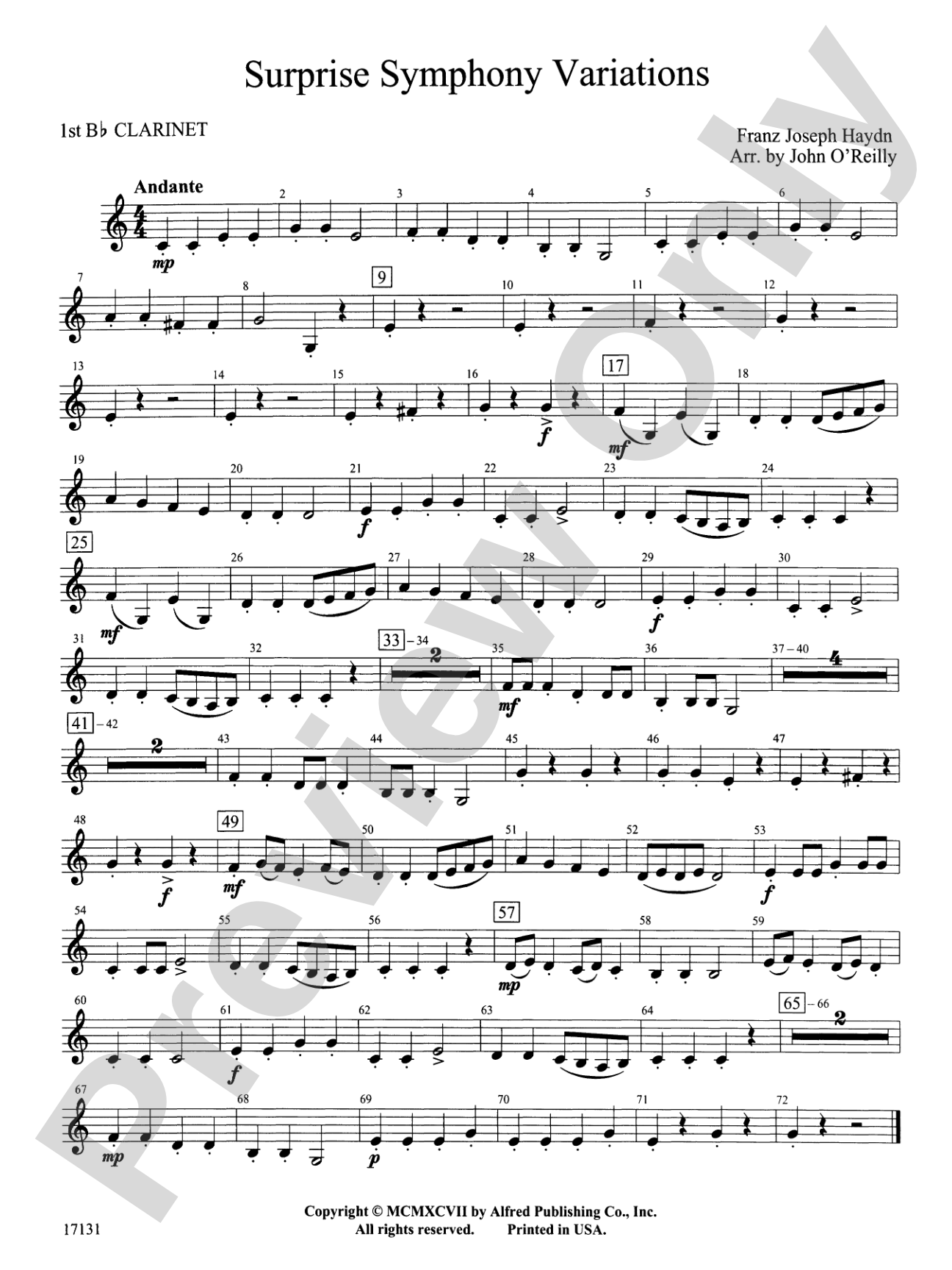 Surprise Symphony Variations: 1st B-flat Clarinet