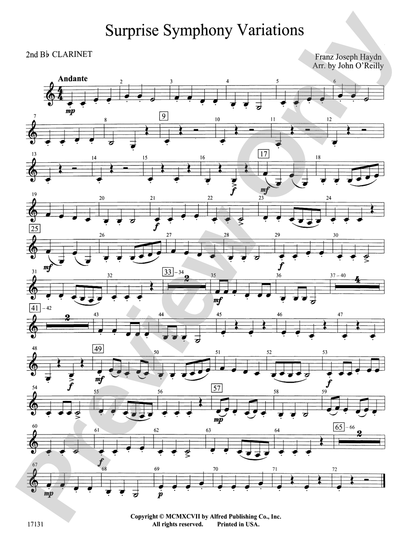 Surprise Symphony Variations: 2nd B-flat Clarinet