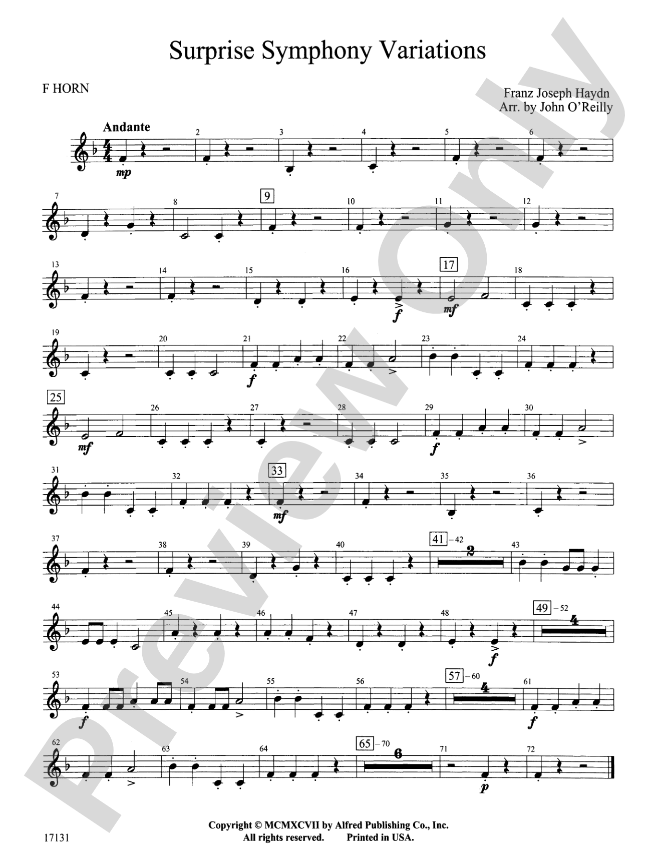 Surprise Symphony Variations: 1st F Horn