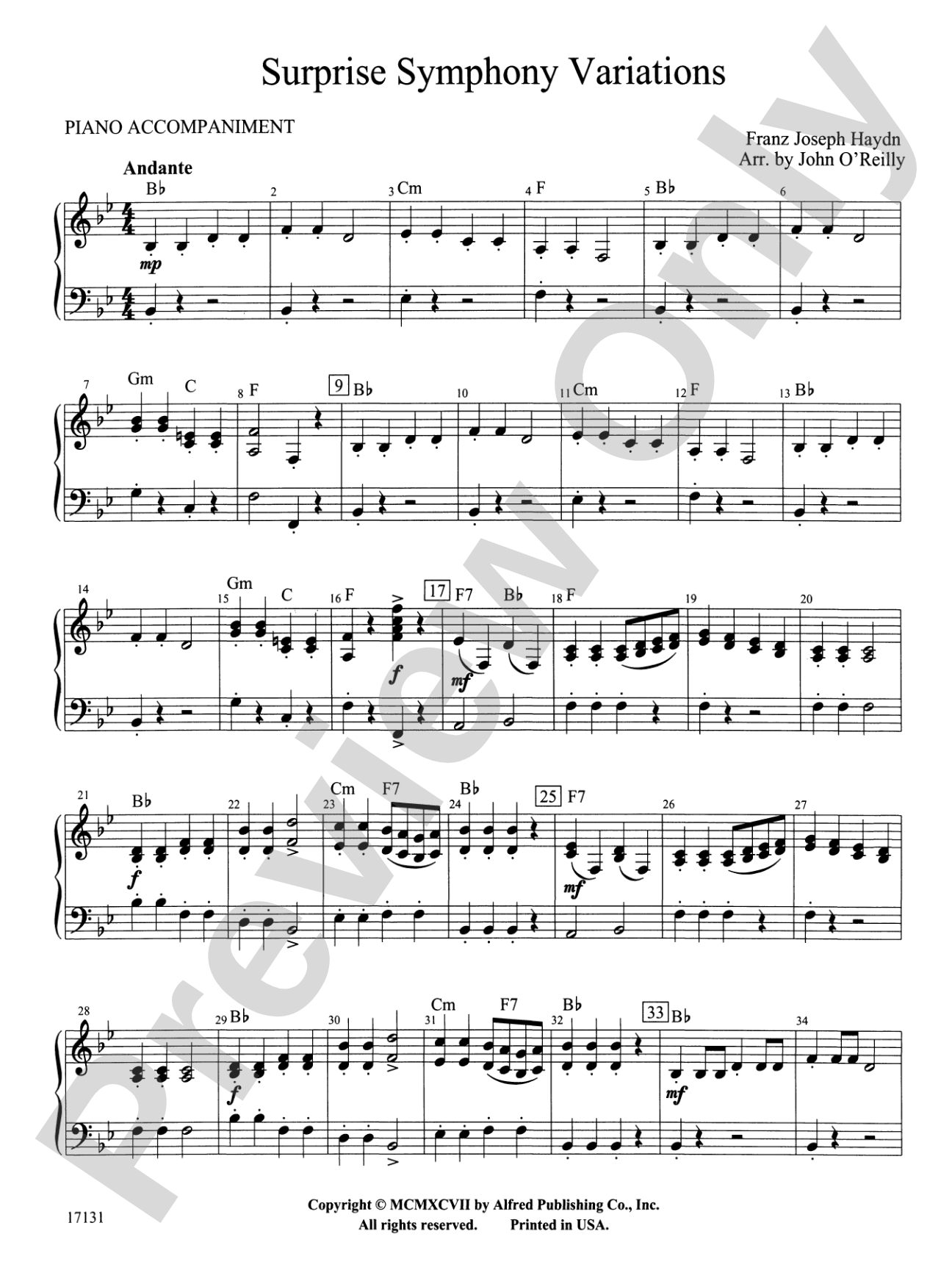 Surprise Symphony Variations: Piano Accompaniment