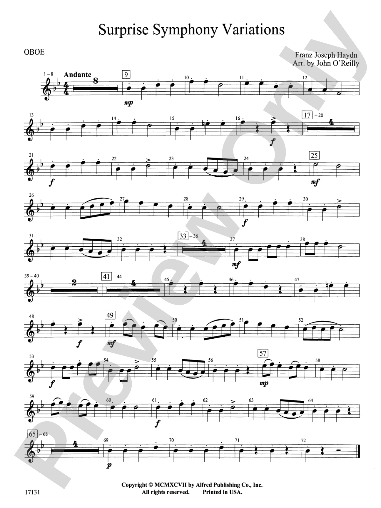 Surprise Symphony Variations: Oboe