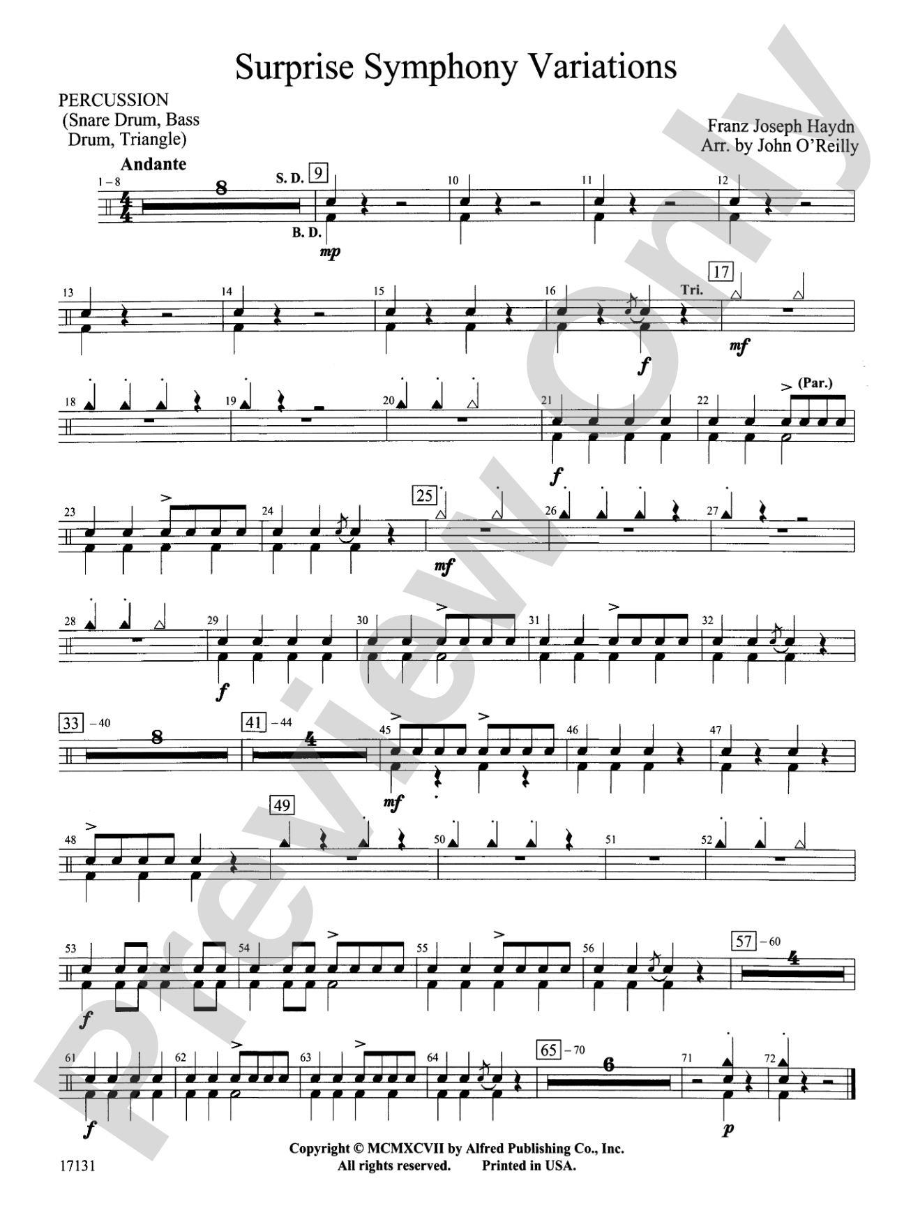 Surprise Symphony Variations: 1st Percussion