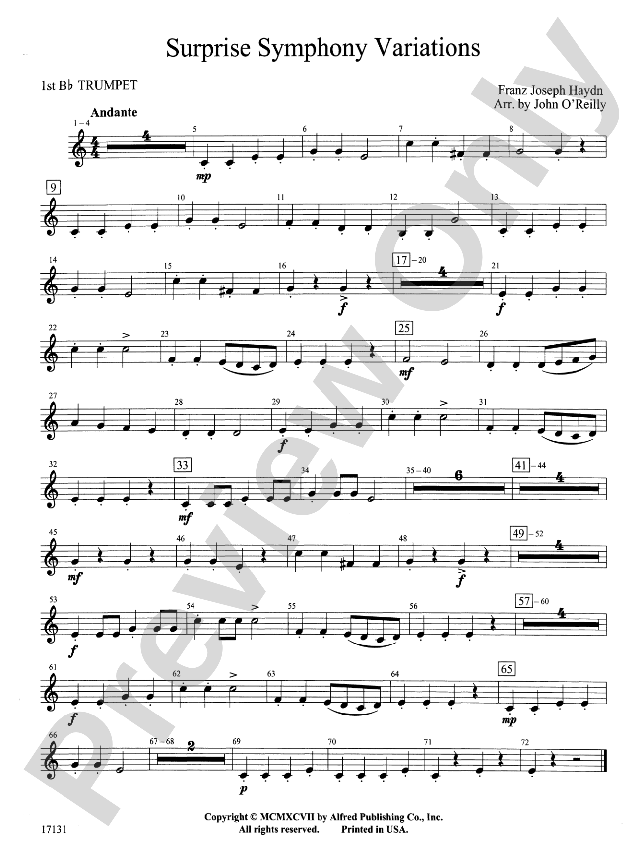 Surprise Symphony Variations: 1st B-flat Trumpet