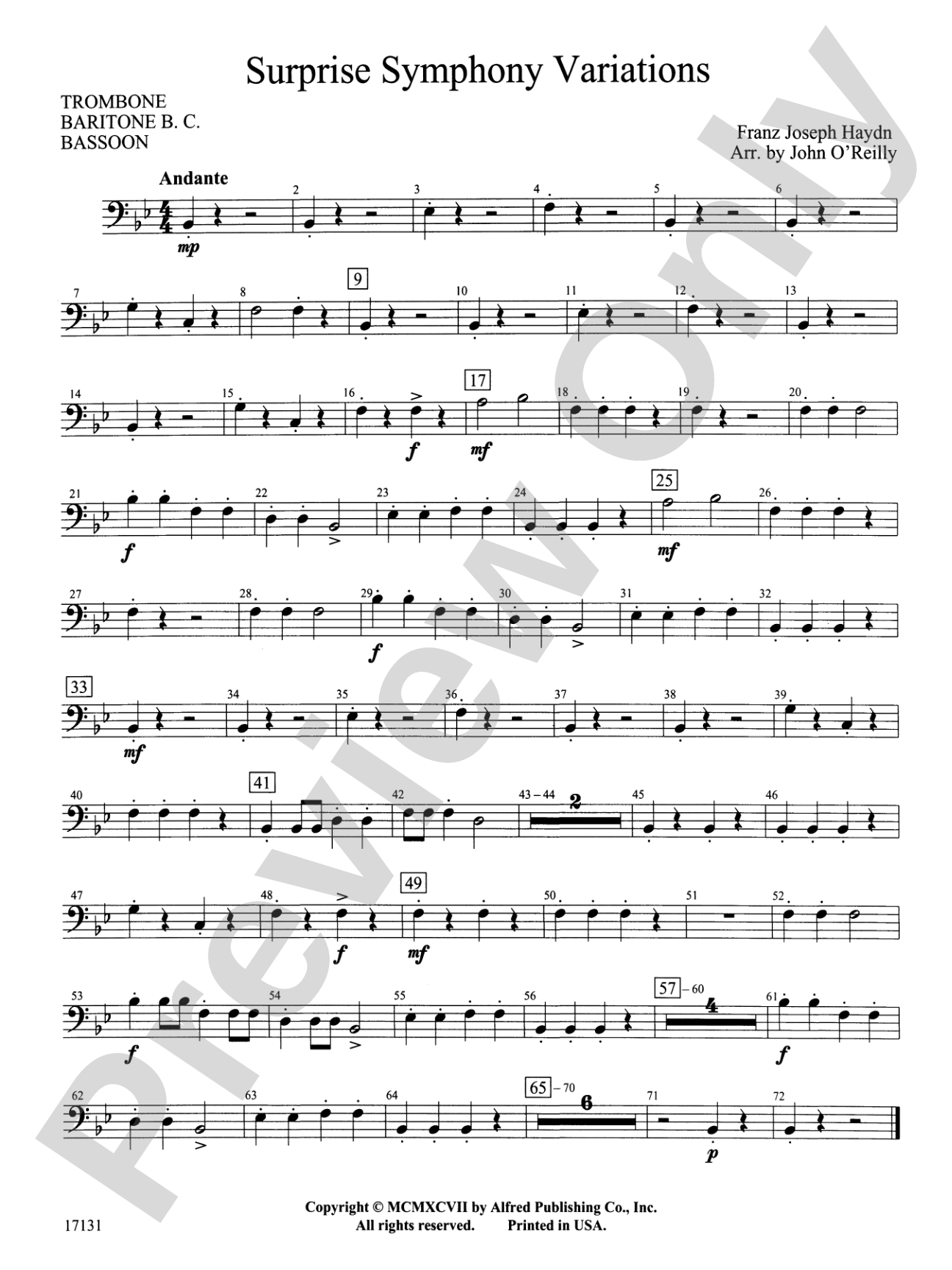 Surprise Symphony Variations: 1st Trombone