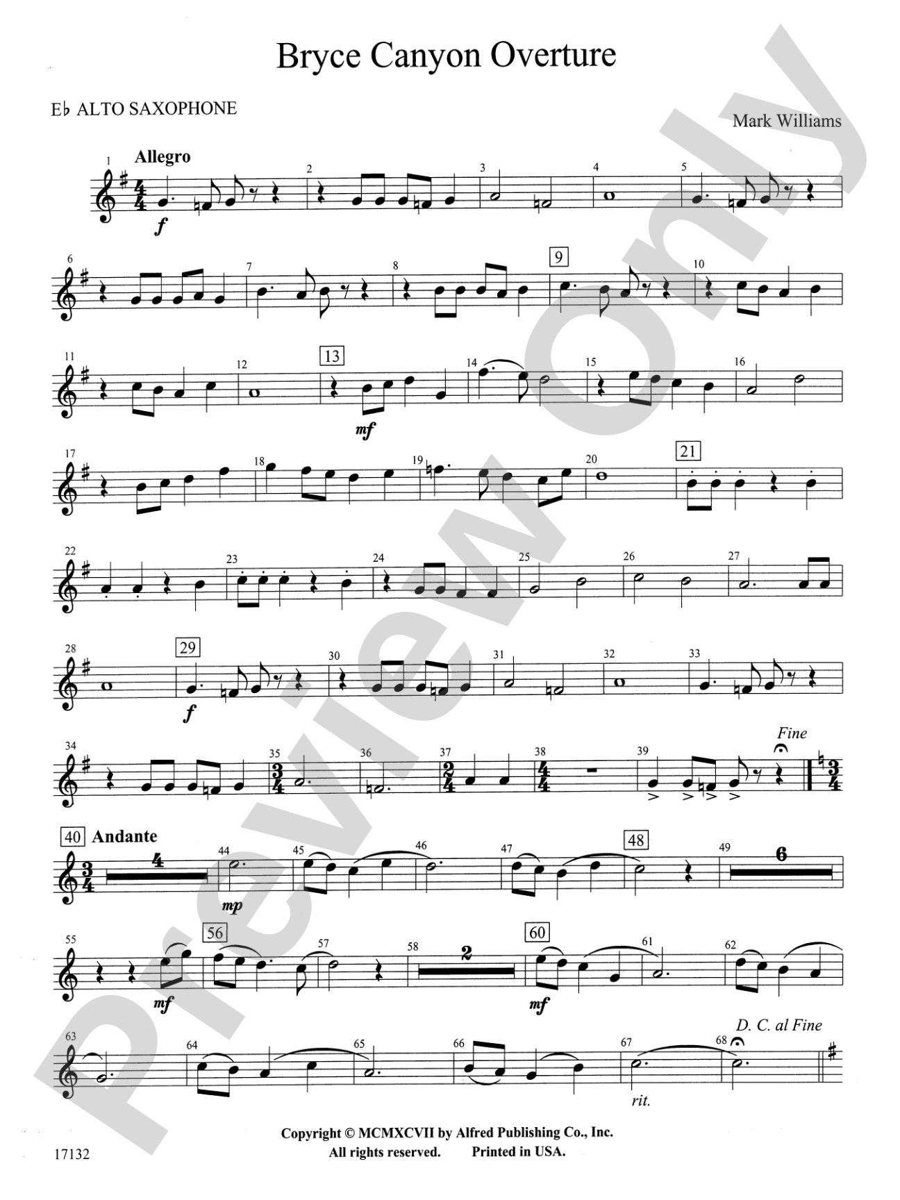 Bryce Canyon Overture: E-flat Alto Saxophone