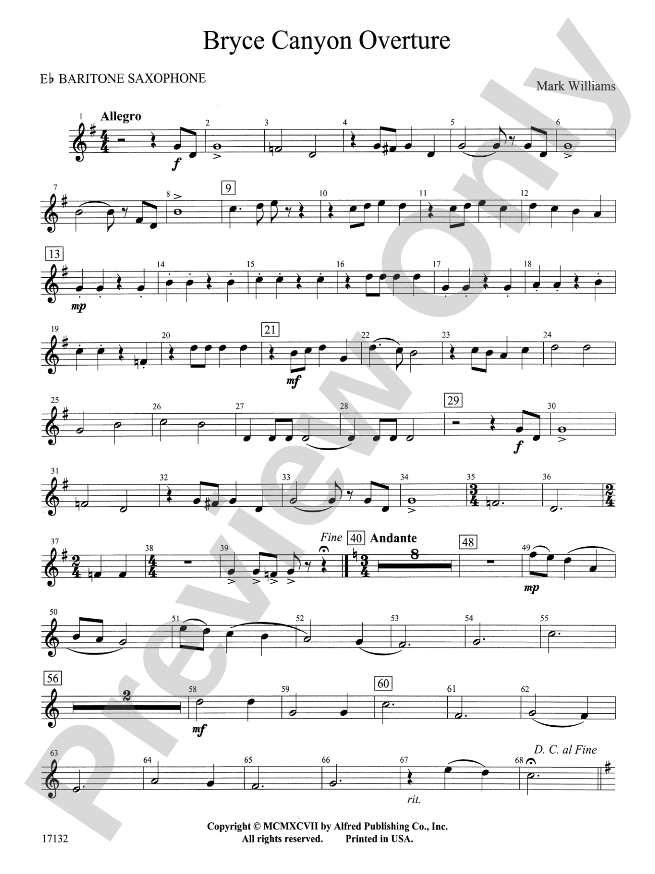 Bryce Canyon Overture: E-flat Baritone Saxophone