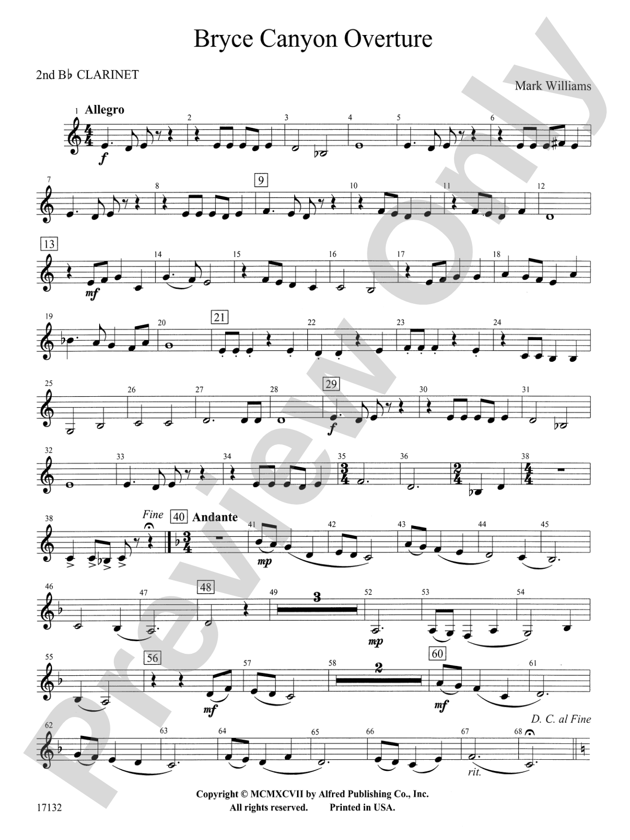 Bryce Canyon Overture: 2nd B-flat Clarinet