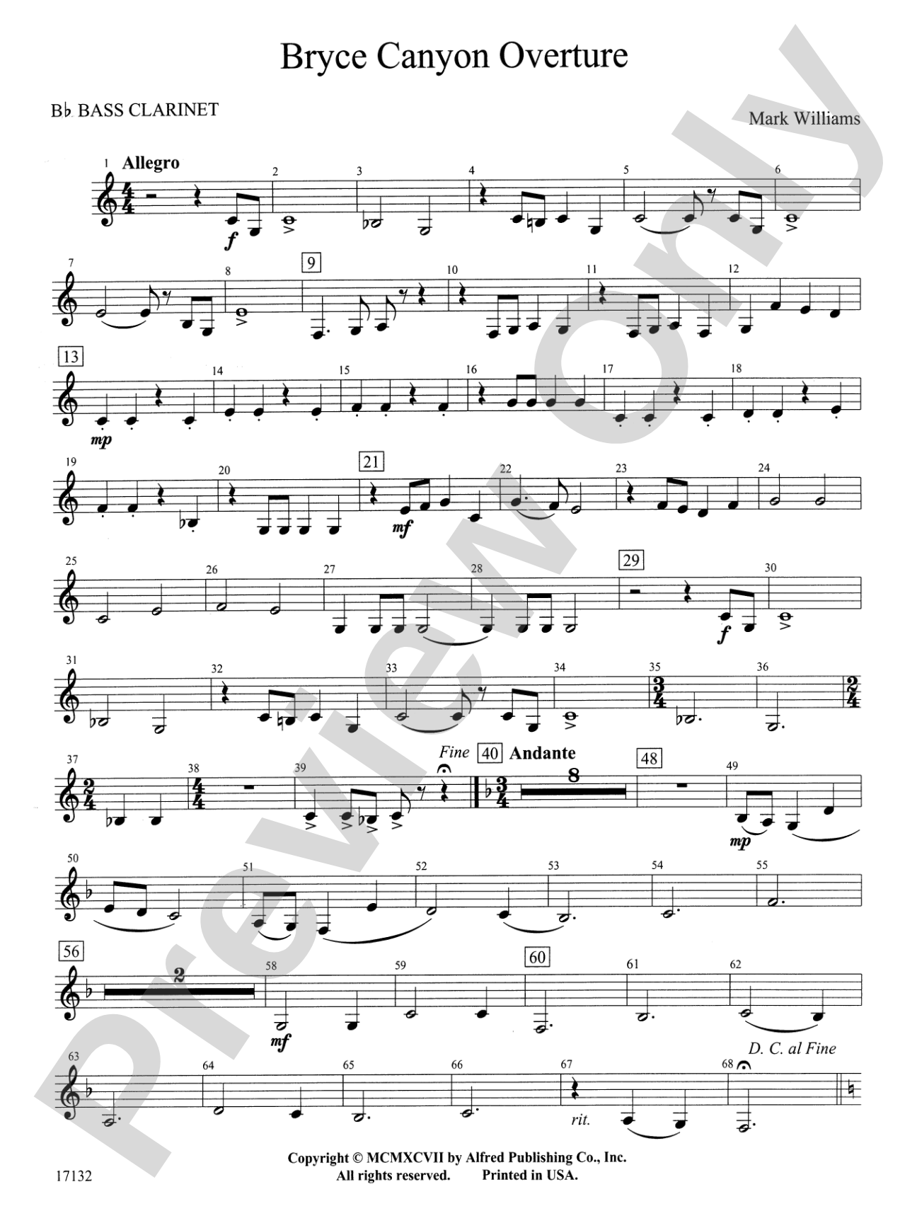 Bryce Canyon Overture: B-flat Bass Clarinet
