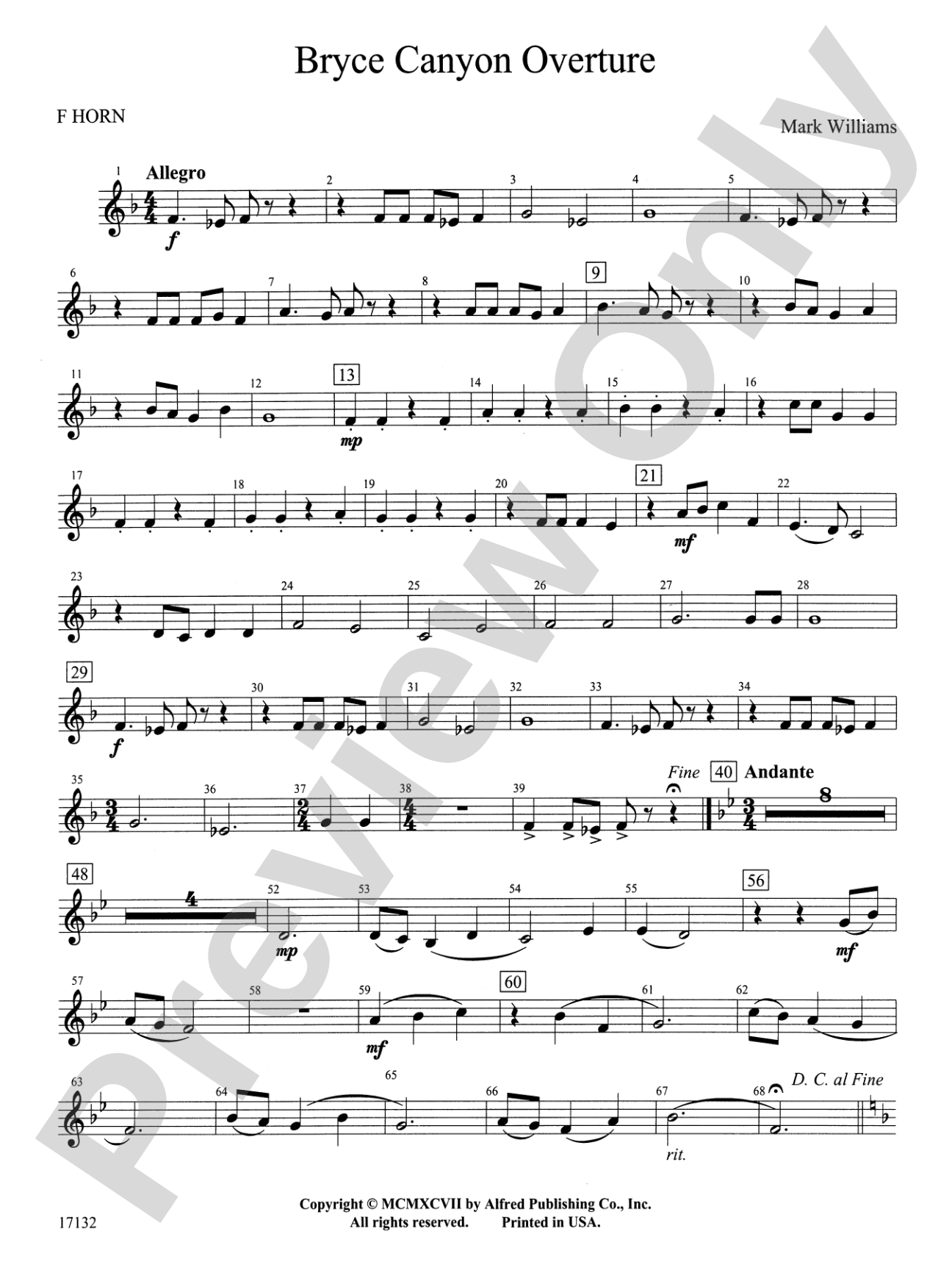 Bryce Canyon Overture: 1st F Horn