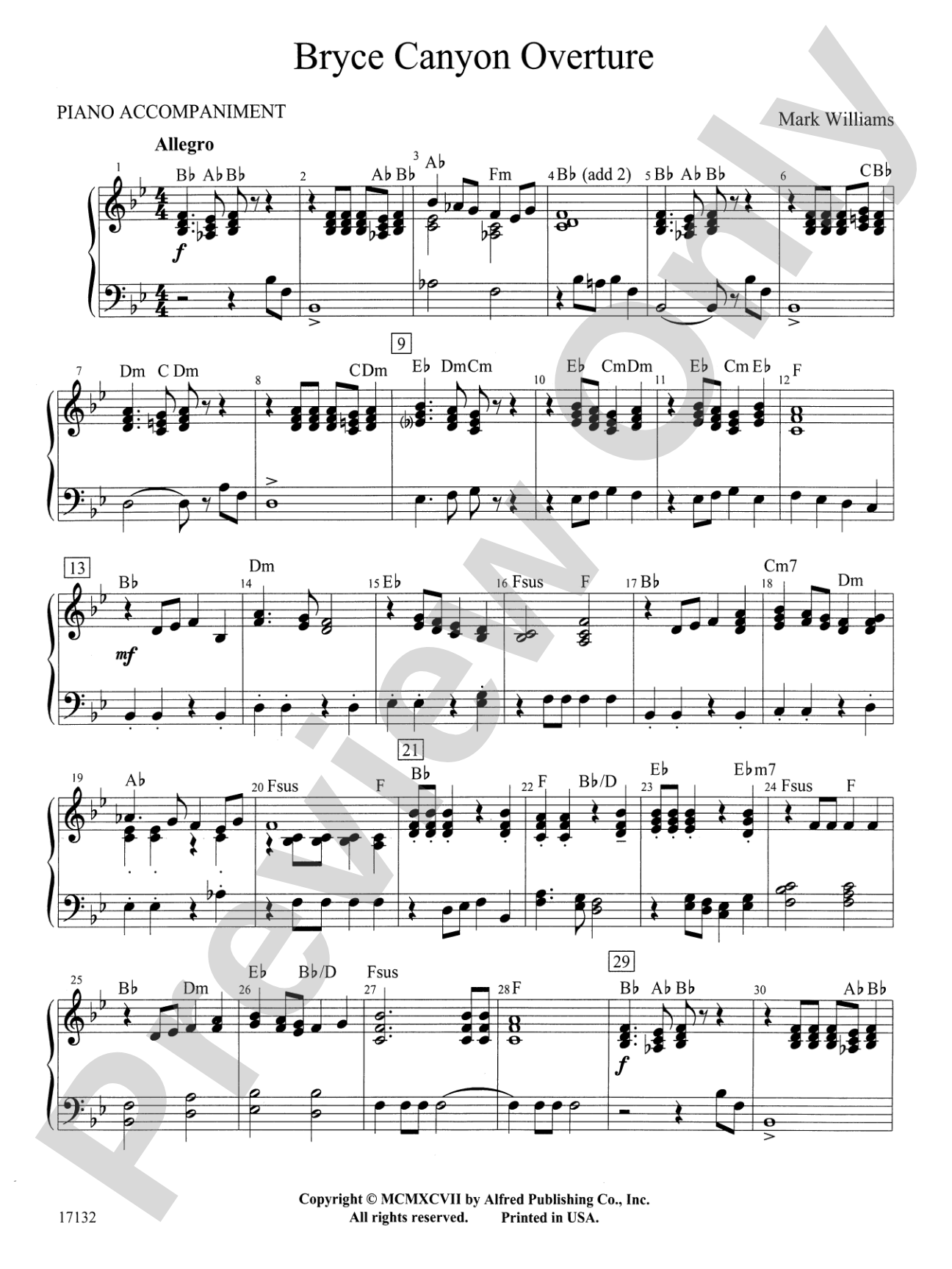 Bryce Canyon Overture: Piano Accompaniment