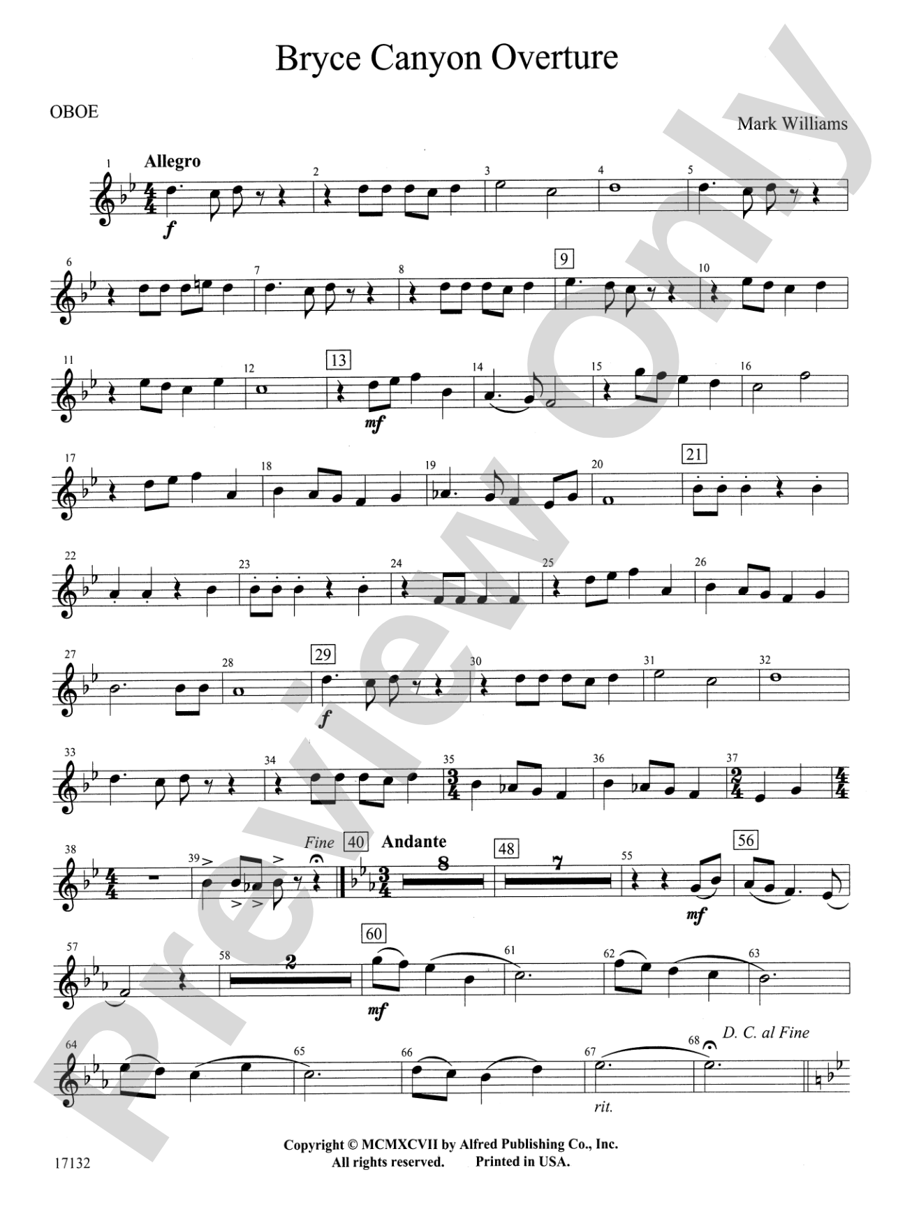 Bryce Canyon Overture: Oboe
