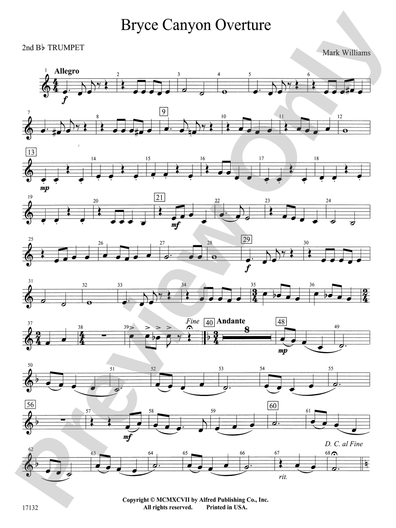 Bryce Canyon Overture: 2nd B-flat Trumpet
