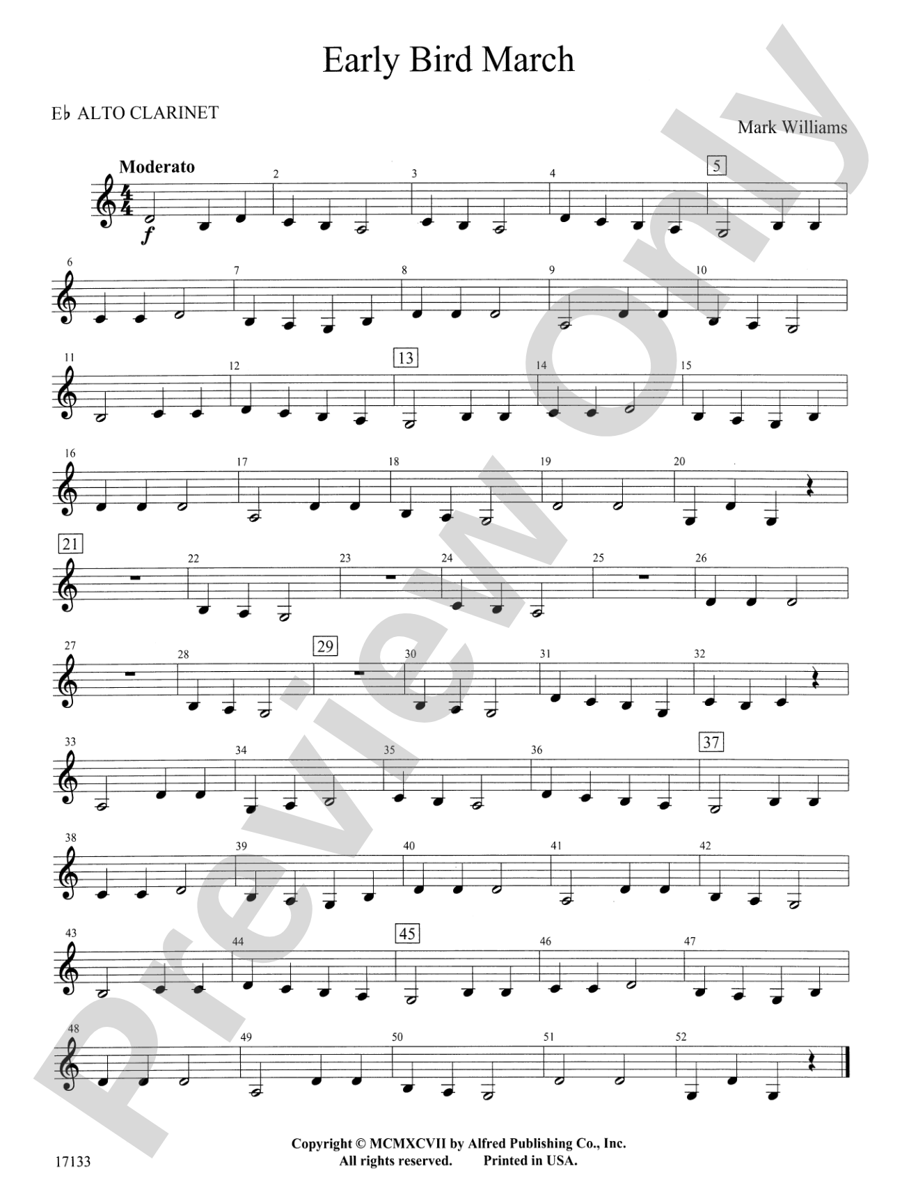 Early Bird March: E-flat Alto Clarinet