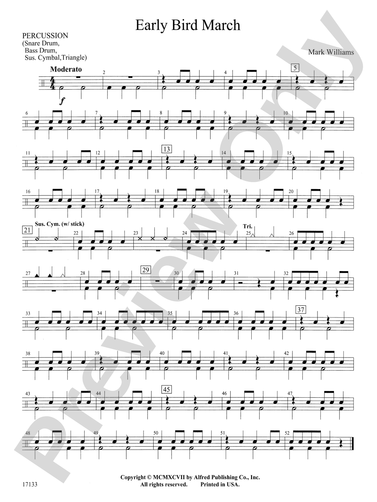 Early Bird March: 1st Percussion