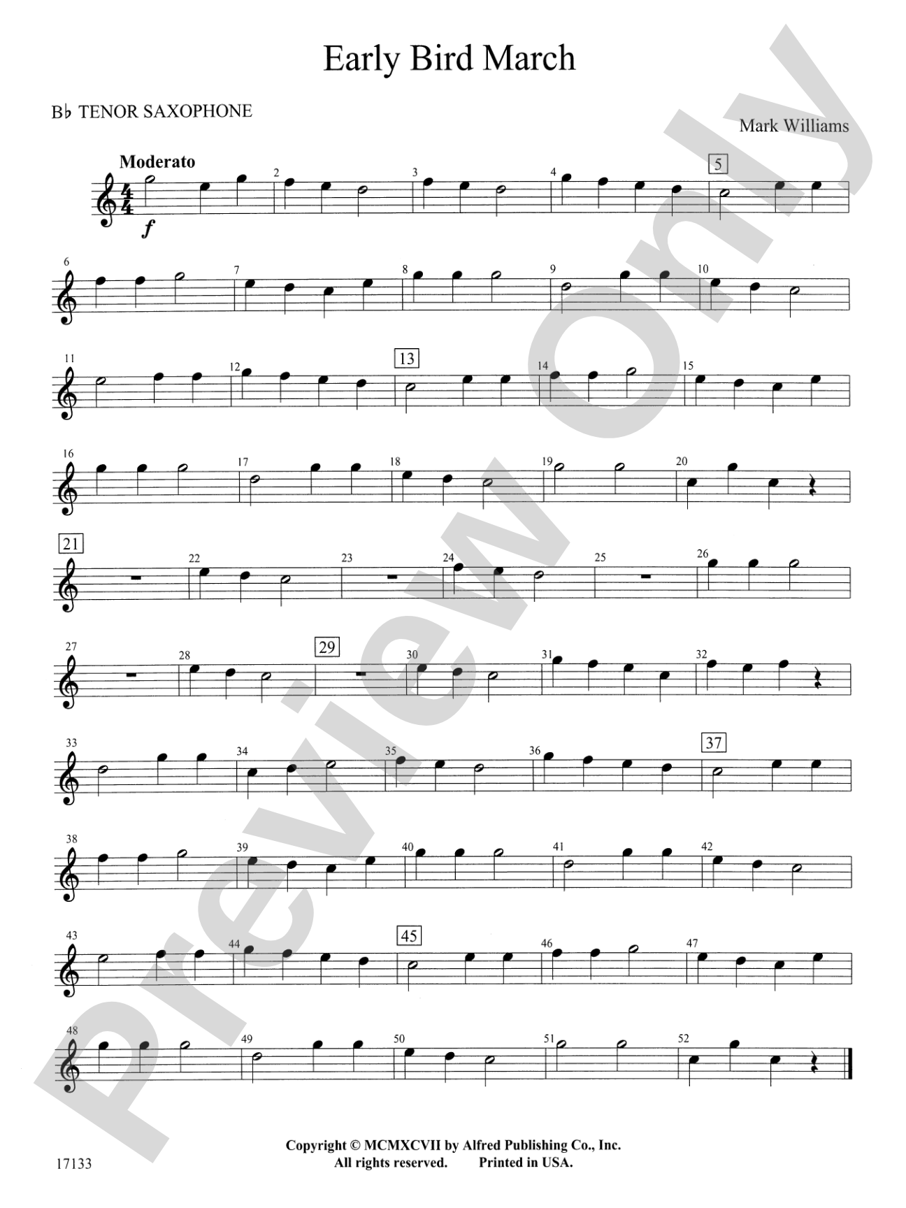 Early Bird March: B-flat Tenor Saxophone