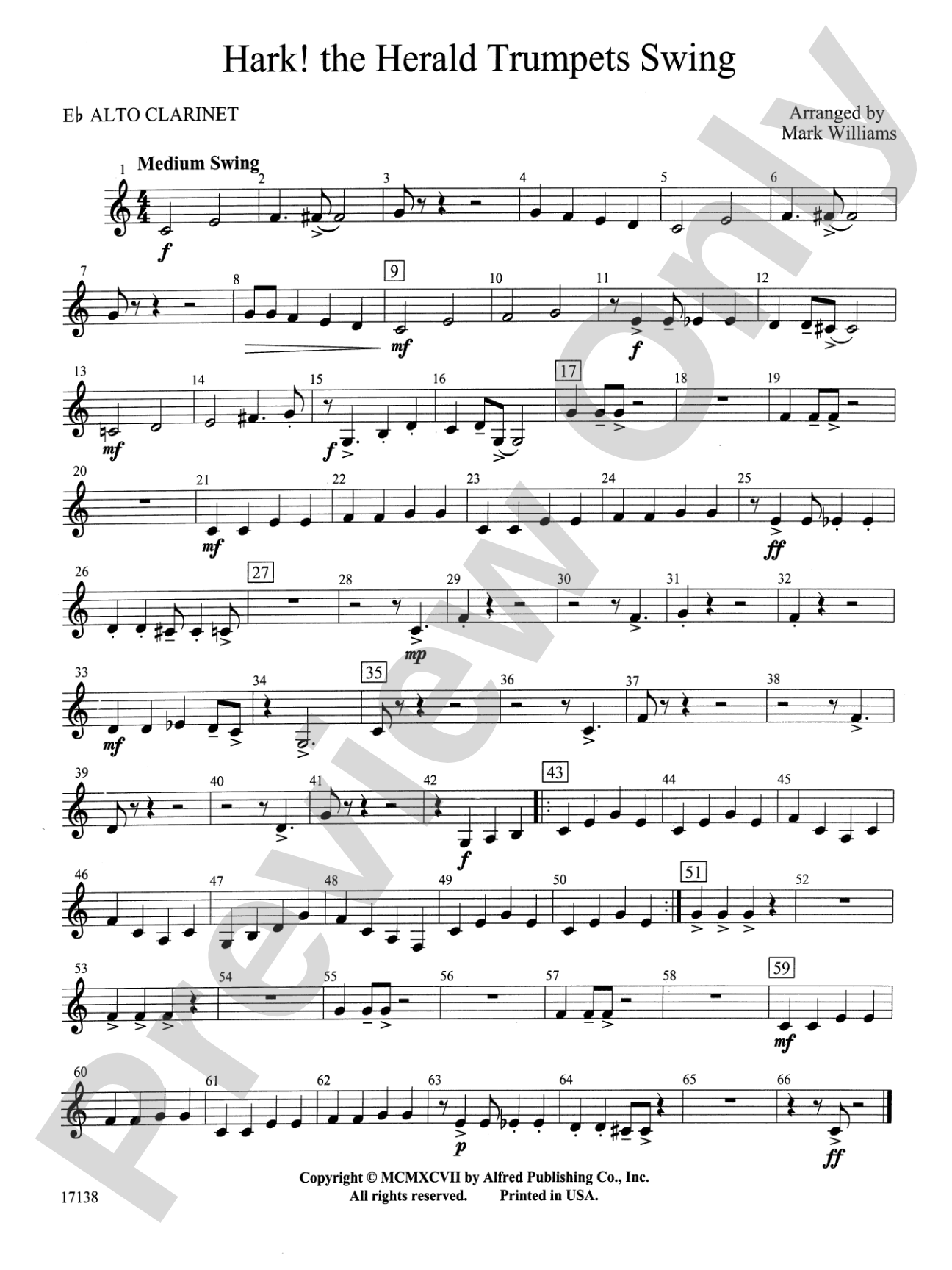 Hark, the Herald Trumpets Swing: E-flat Alto Clarinet