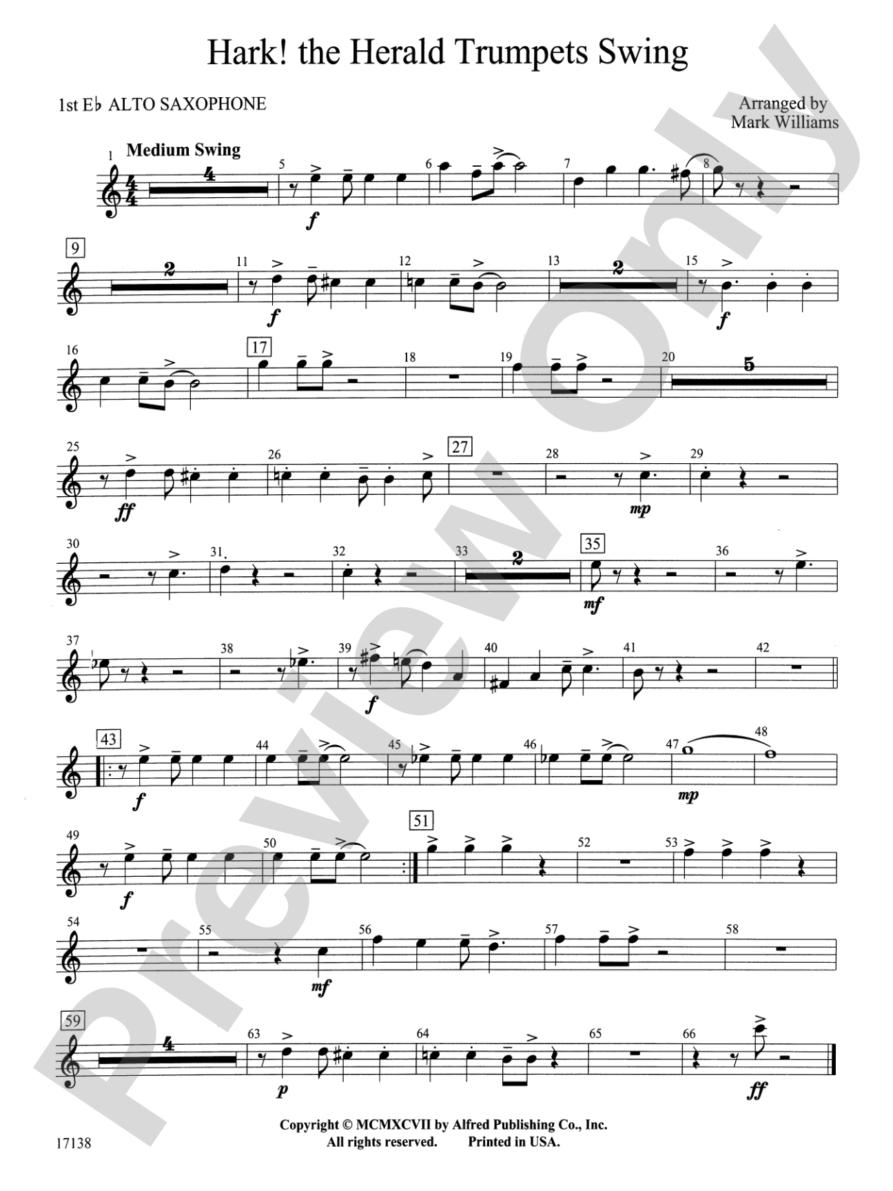 Hark, the Herald Trumpets Swing: E-flat Alto Saxophone