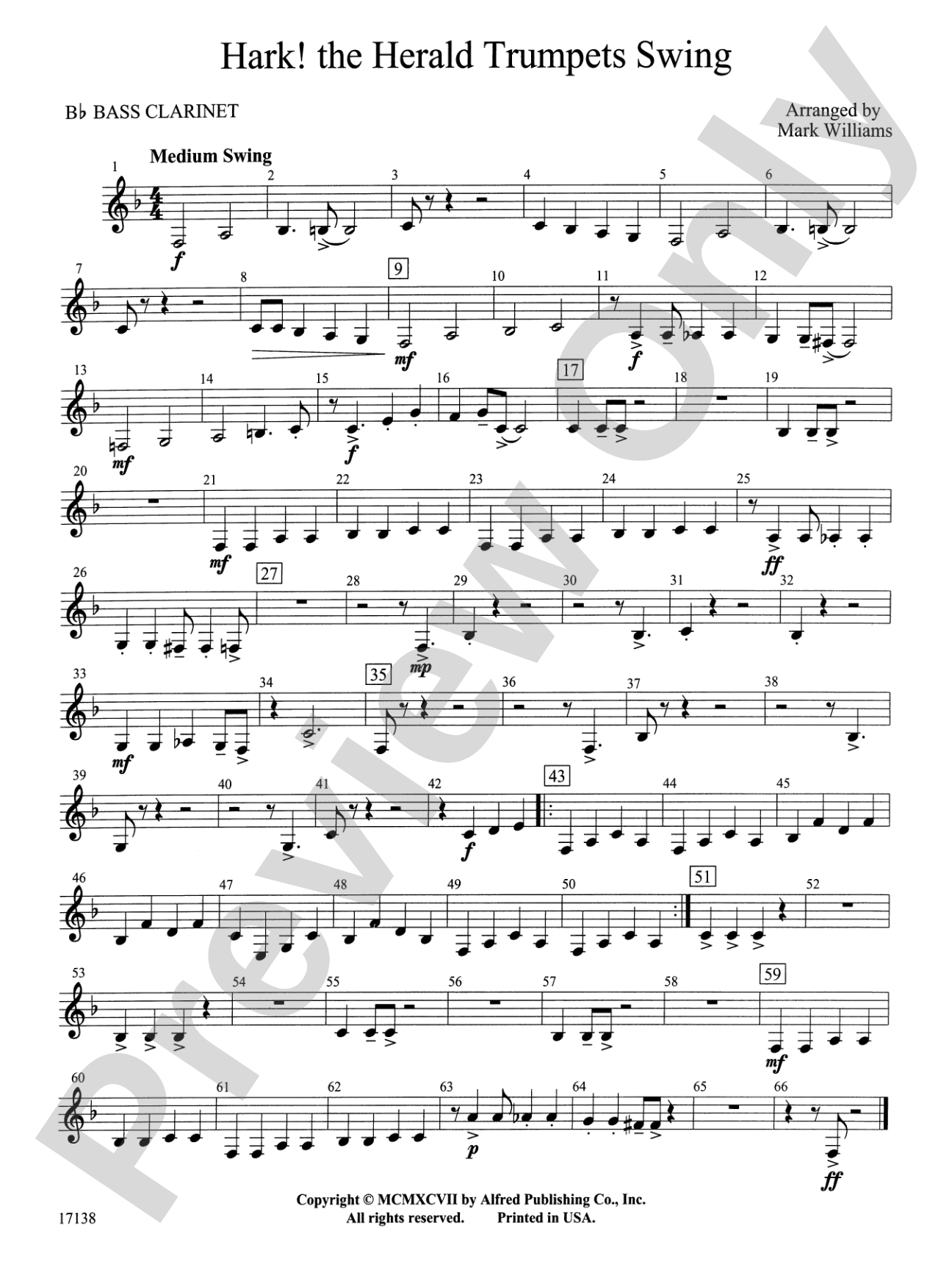 Hark, the Herald Trumpets Swing: B-flat Bass Clarinet