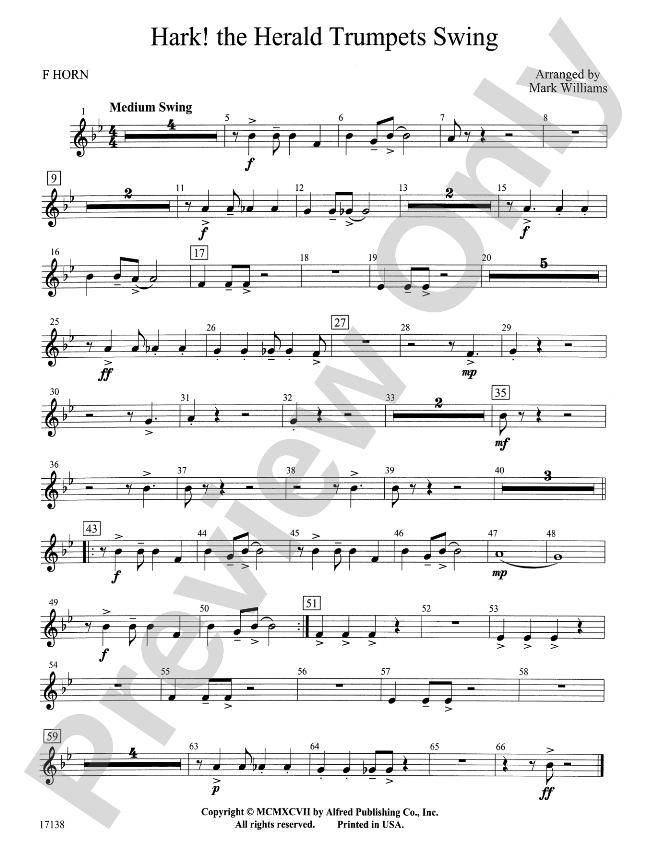 Hark, the Herald Trumpets Swing: 1st F Horn