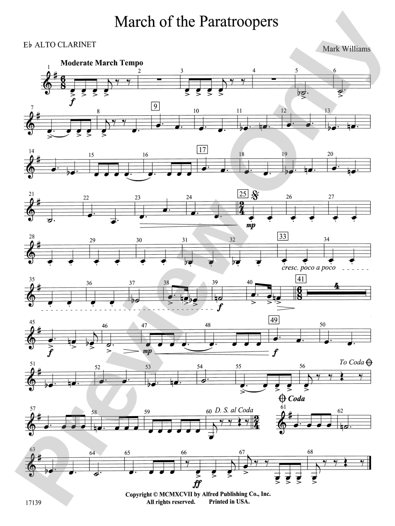 March of the Paratroopers: E-flat Alto Clarinet