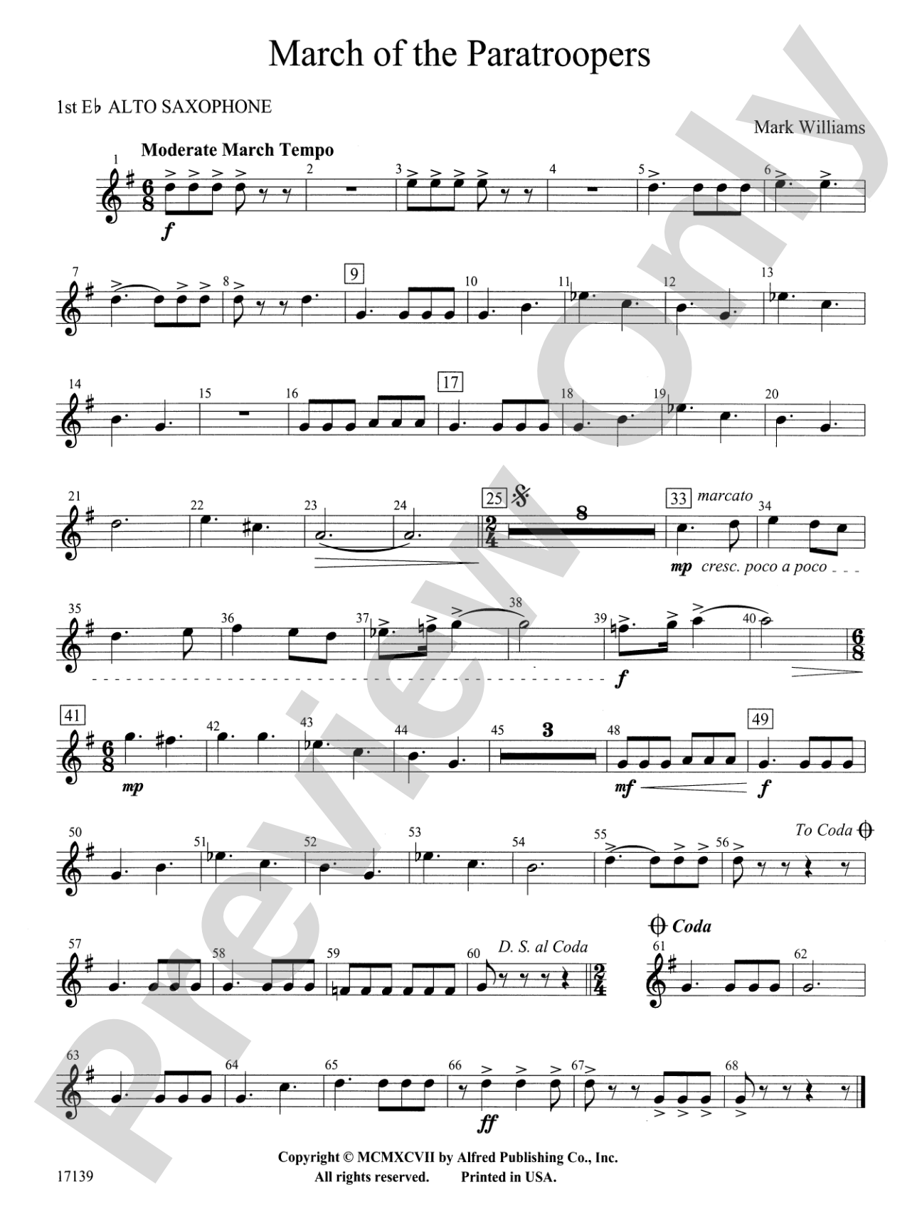 March of the Paratroopers: E-flat Alto Saxophone
