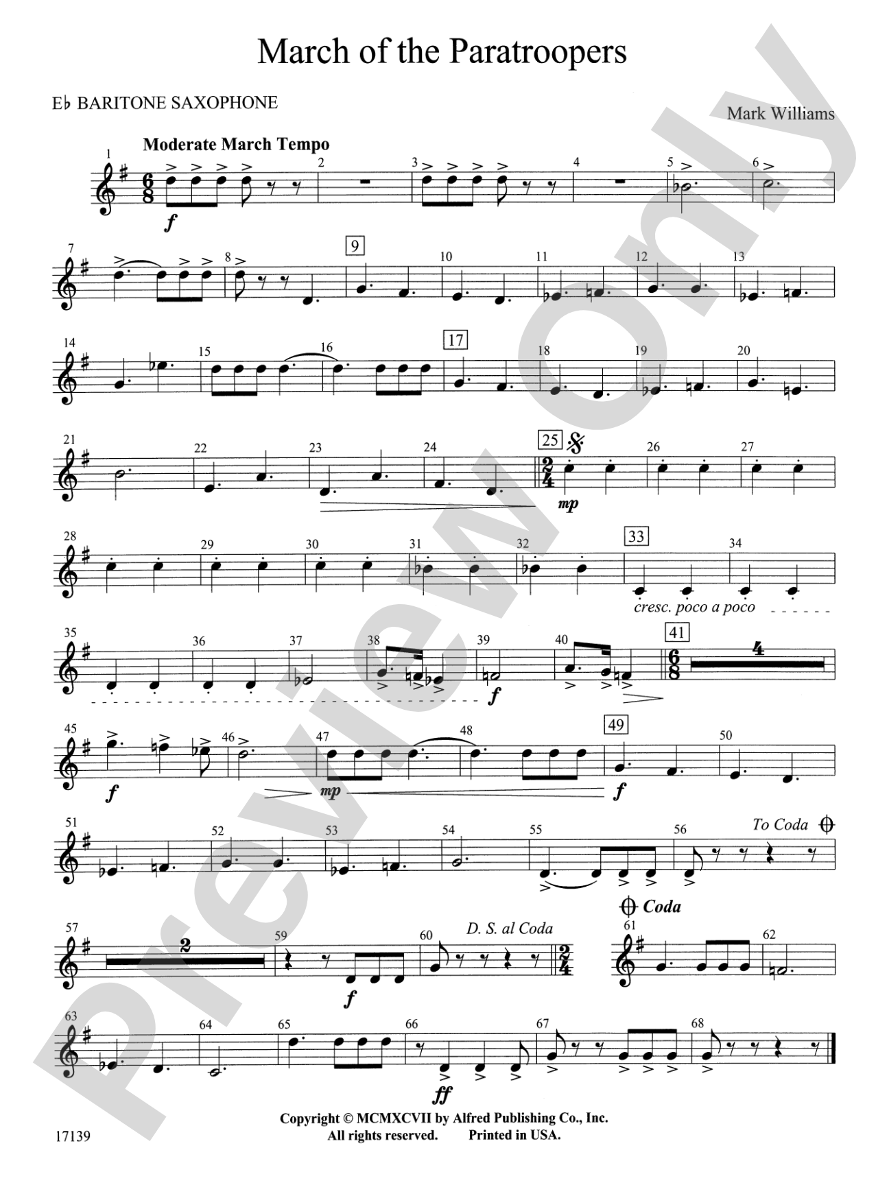March of the Paratroopers: E-flat Baritone Saxophone
