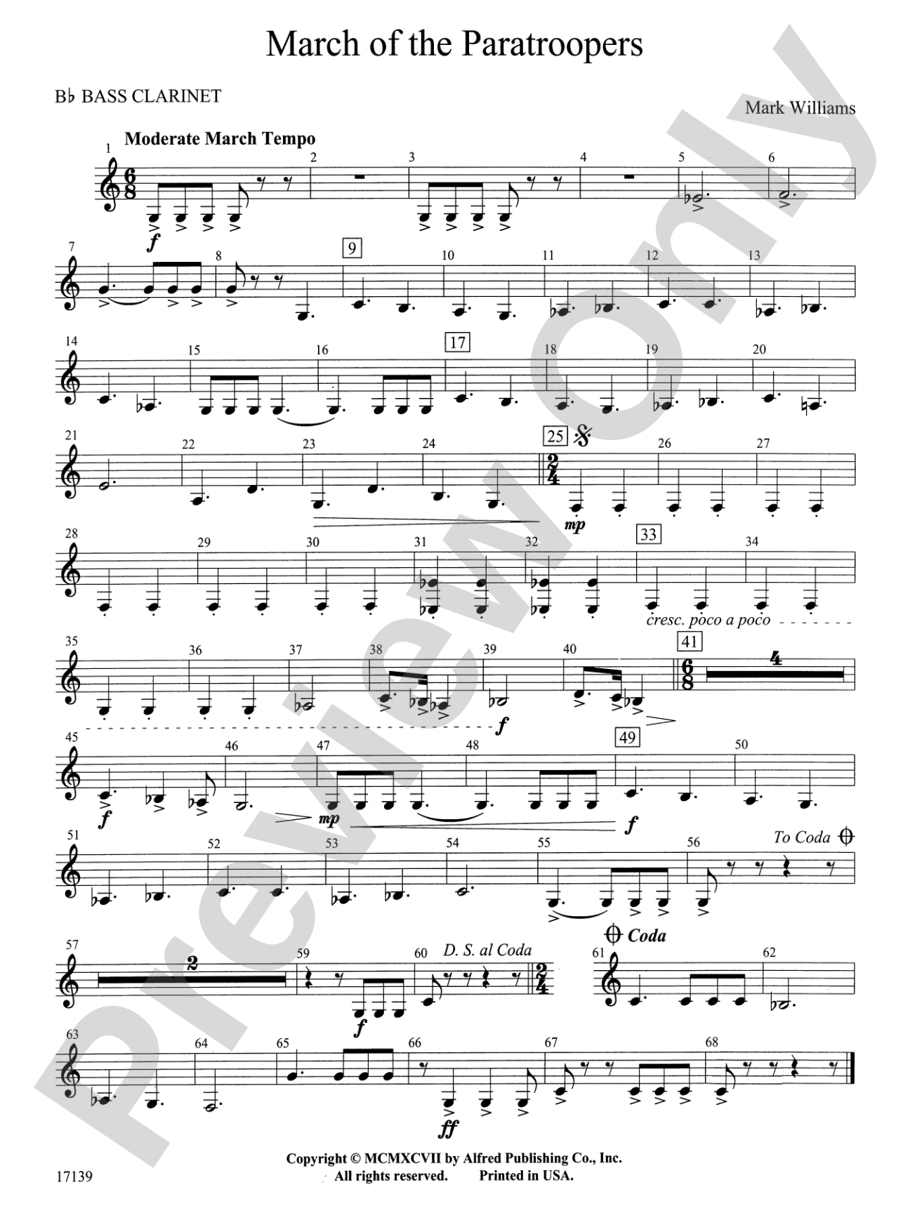 March of the Paratroopers: B-flat Bass Clarinet