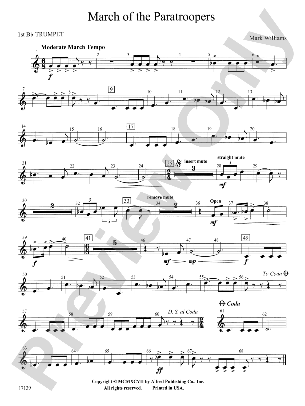March of the Paratroopers: 1st B-flat Trumpet