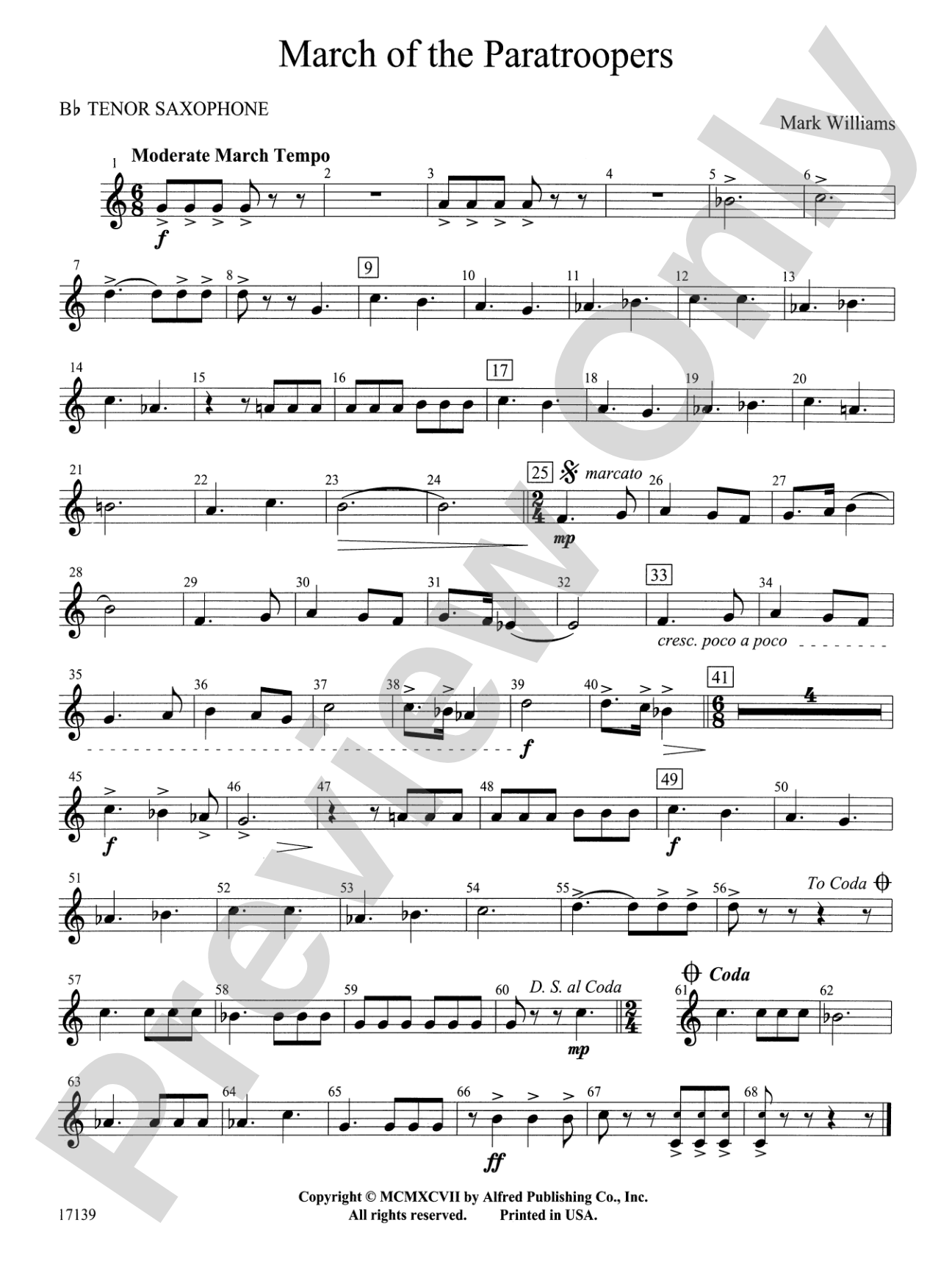 March of the Paratroopers: B-flat Tenor Saxophone