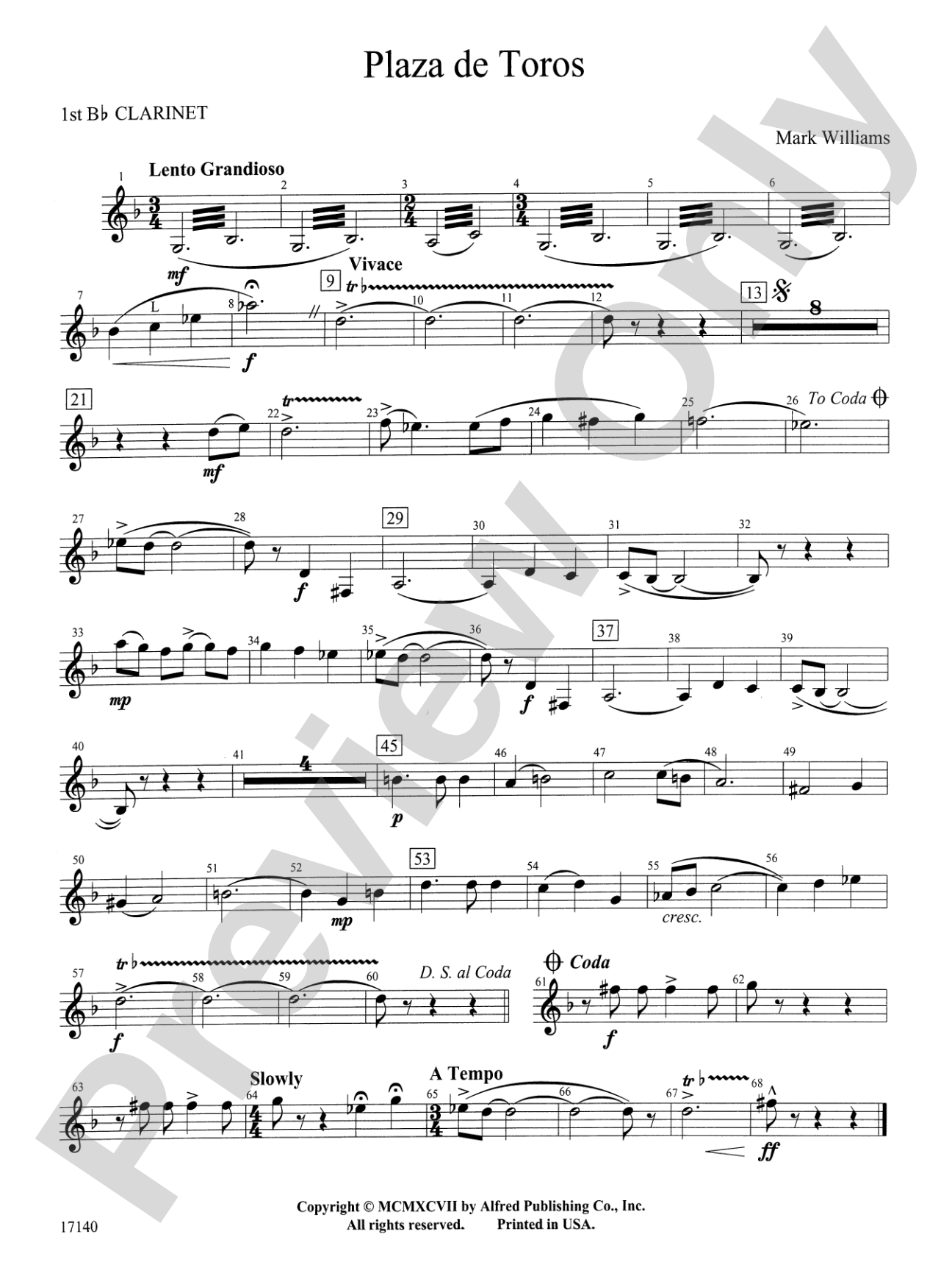 Plaza de Toros: 1st B-flat Clarinet