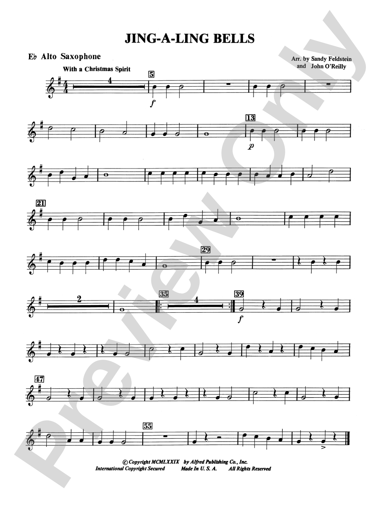 Jing-A-Ling Bells: E-flat Alto Saxophone